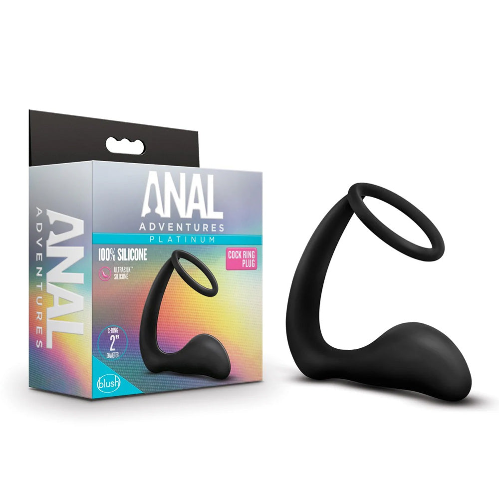 Anal Adventures Platinum Silicone Cock Ring & Butt Plug Set - Premium Stretching Pleasure Toy for Men, Couples Play & BDSM Exploration - Perfect for Solo Use, Partner Play & Sensual Enhancement