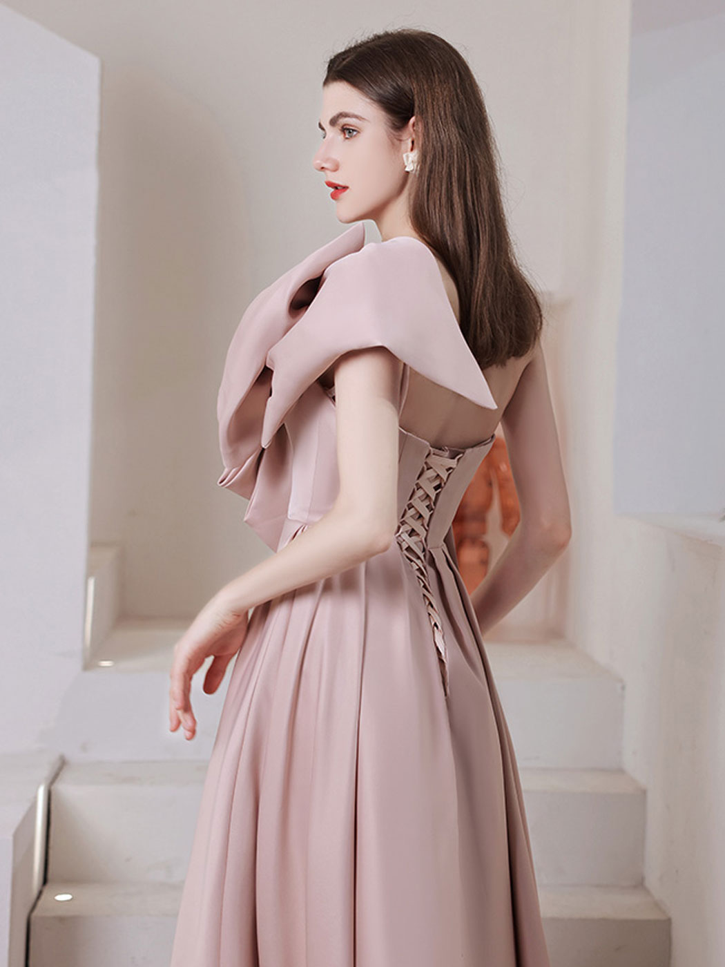 Elegant A-Line Pink Long Prom Dress for Women - Formal Bridesmaid Party Gown | Perfect for Homecoming, Wedding, Evening Events & Special Occasions