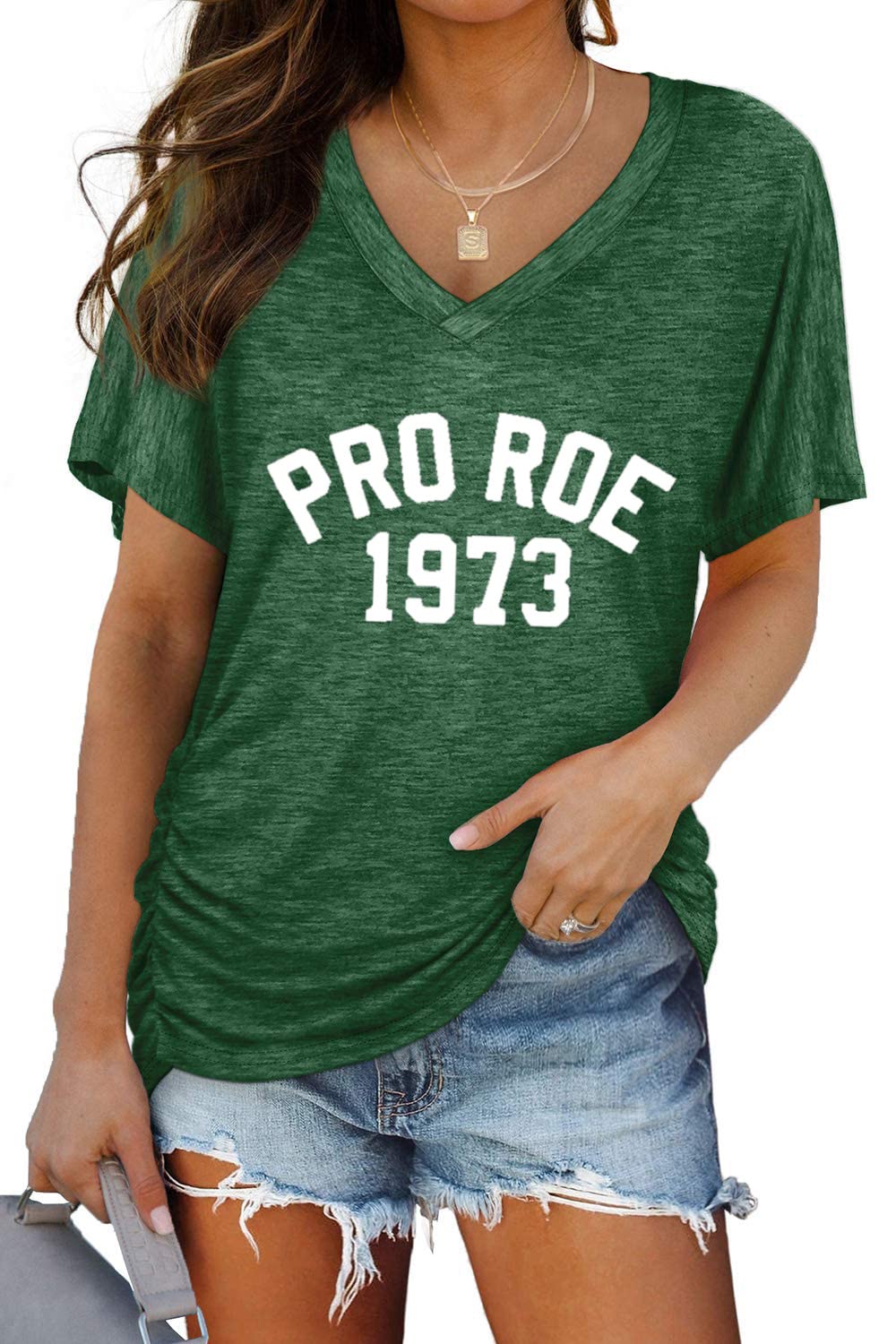ENROSE Women's V-Neck Casual T-Shirt with Petal Sleeves - Summer Blouse for Work, Date & Outings | Lightweight Breathable Top for Women