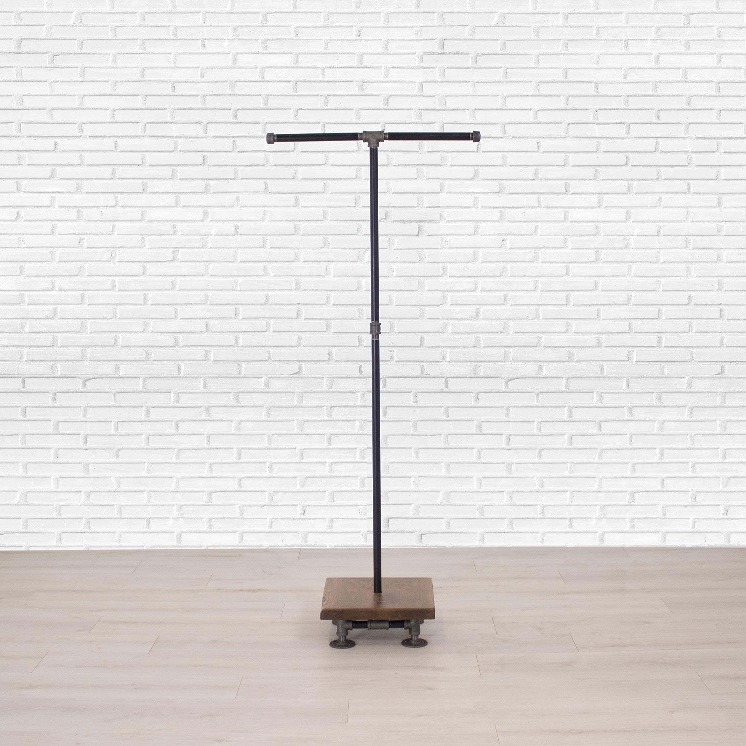 Industrial Pipe & Wood Garment Rack - 2-Way Clothing Rack with Shelves for Closet Organization, Storage & Display - Perfect for Retail Stores, Boutiques & Home Closet Organization