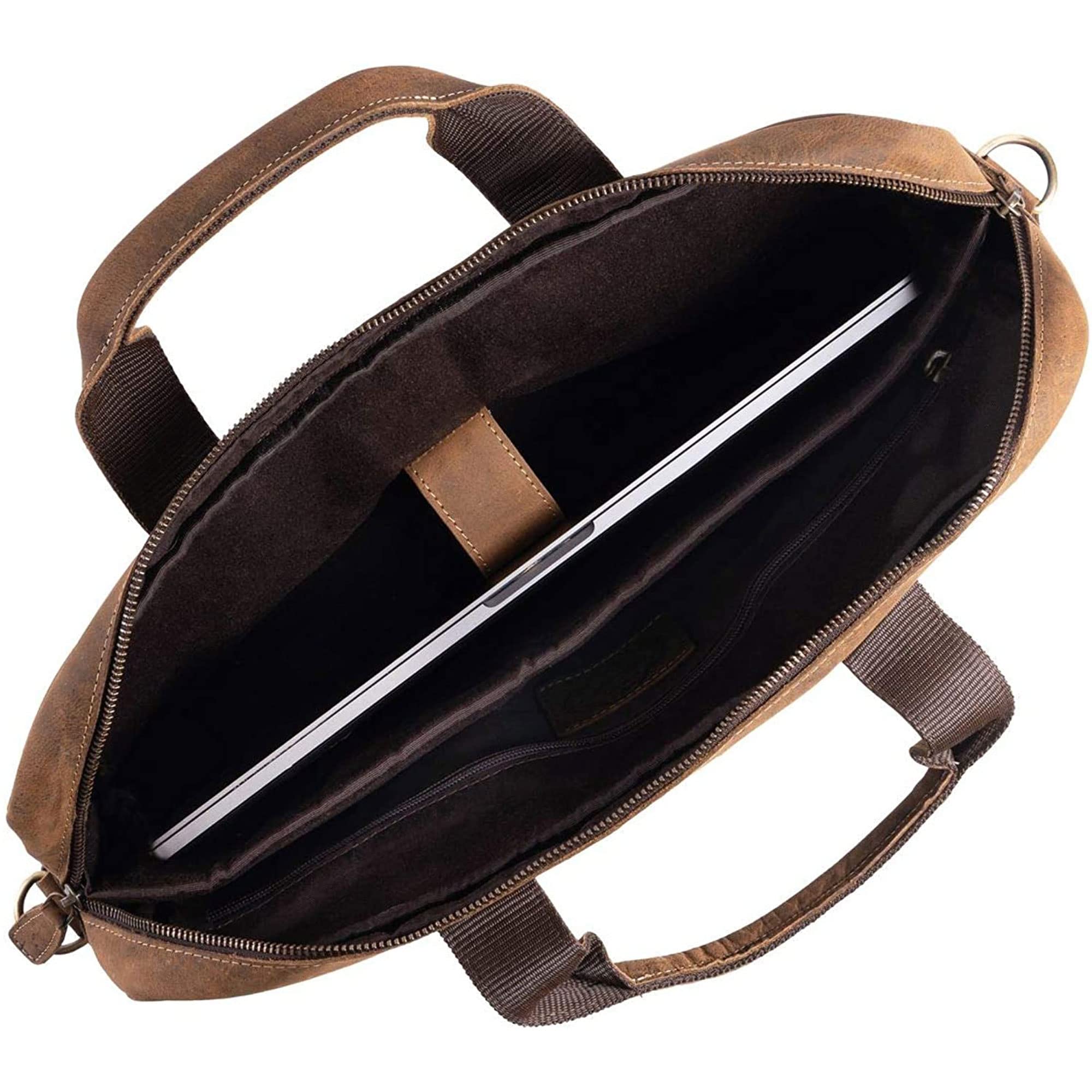Premium 18 Inch Leather Laptop Briefcase for Men & Women - Professional Messenger Bag for Office, Business & Travel - Durable Satchel for Work, Commuting & Business Meetings