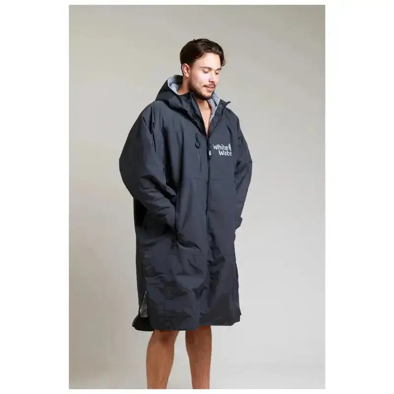 Unisex Black Swimming Robe for Adults - Waterproof Hard Shell Bathrobe for Pool, Beach & Spa - Quick Dry Travel Wrap for Swimwear Cover Up