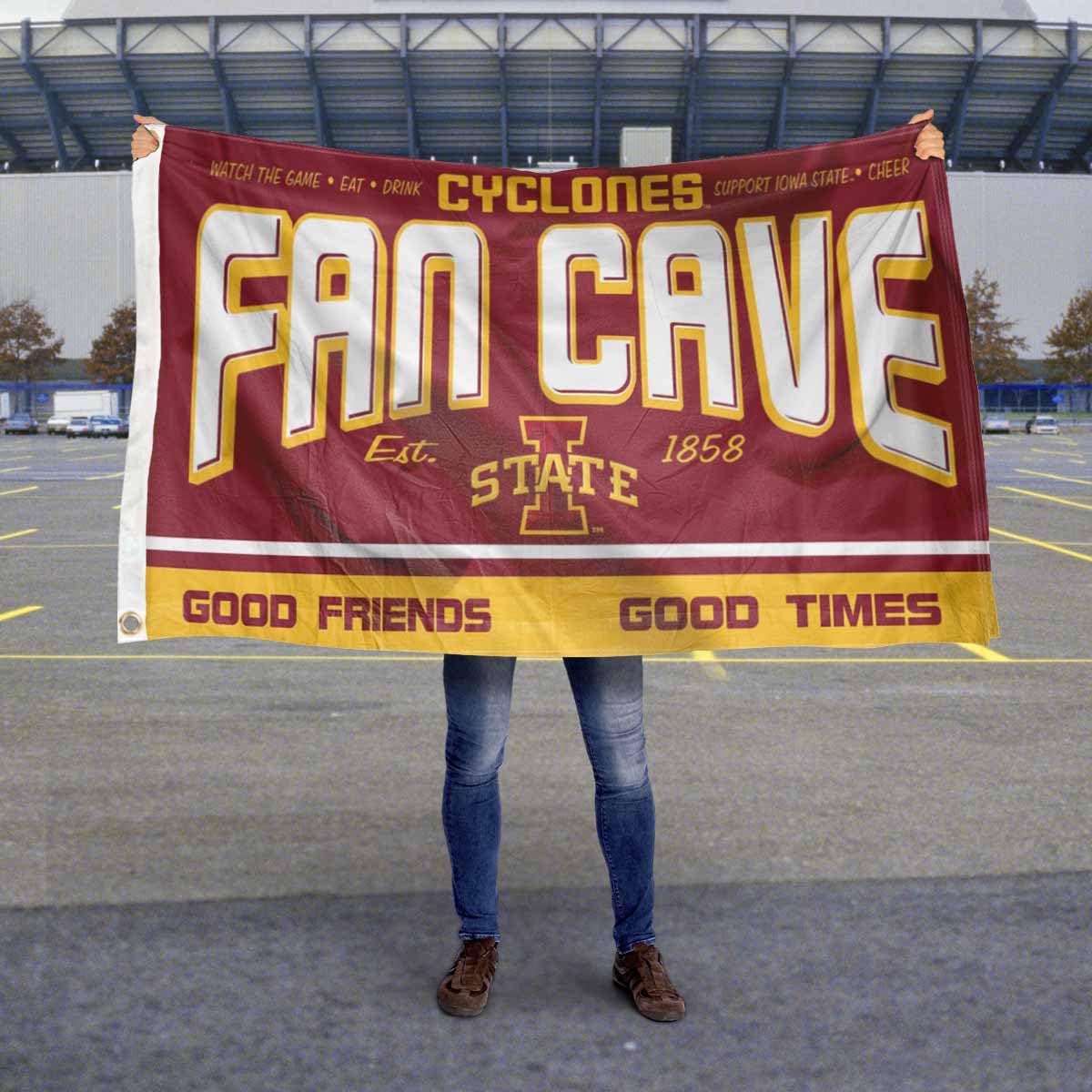 Iowa State Cyclones Fan Man Cave Banner Flag - College Football Decor for Game Room, Tailgate Party & Sports Bar - ISU Cyclones Team Spirit Accessories