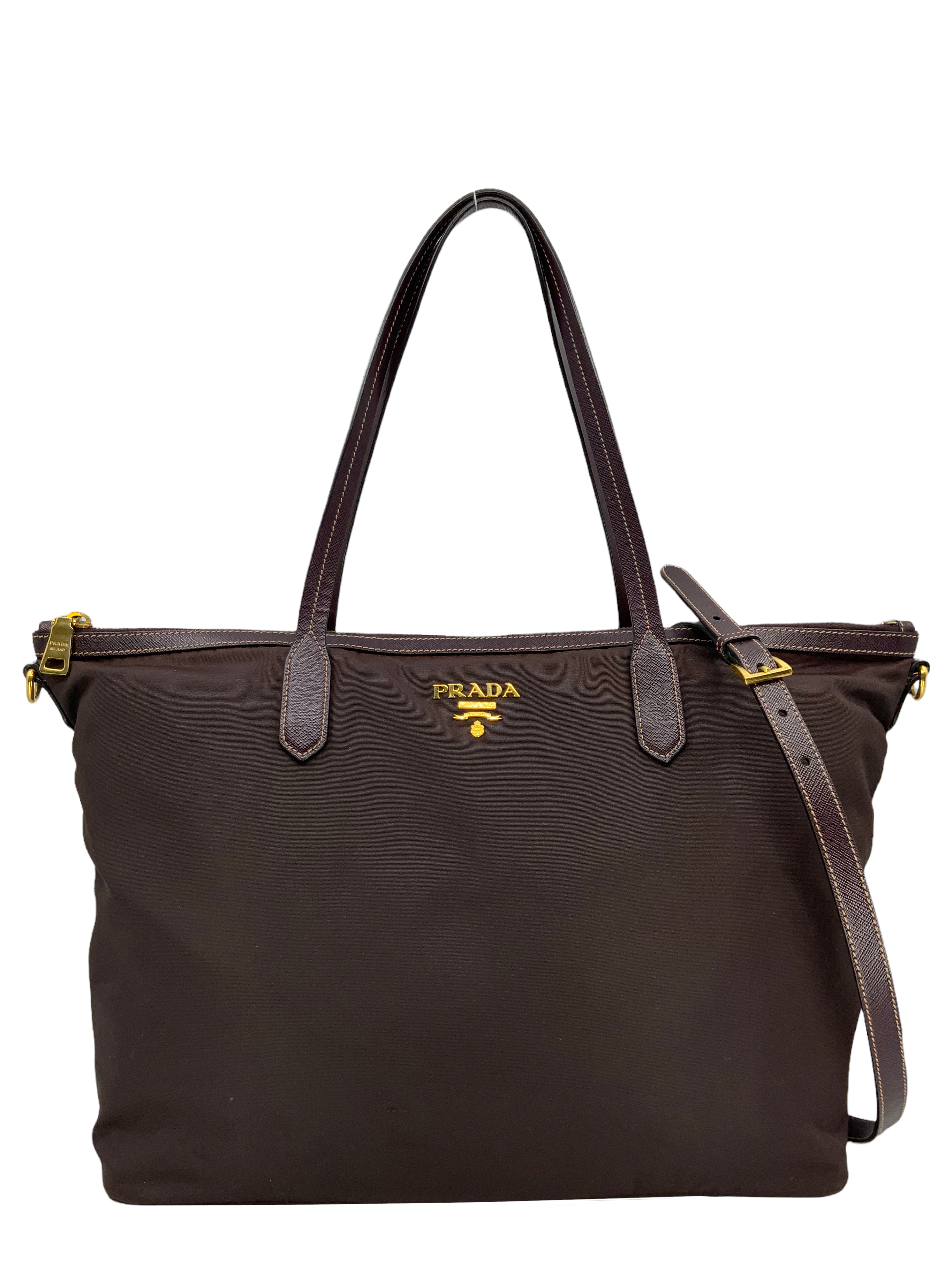 PRADA Tessuto Nylon and Saffiano Leather Tote Bag for Women | Luxury Designer Handbag for Work, Travel & Everyday Use