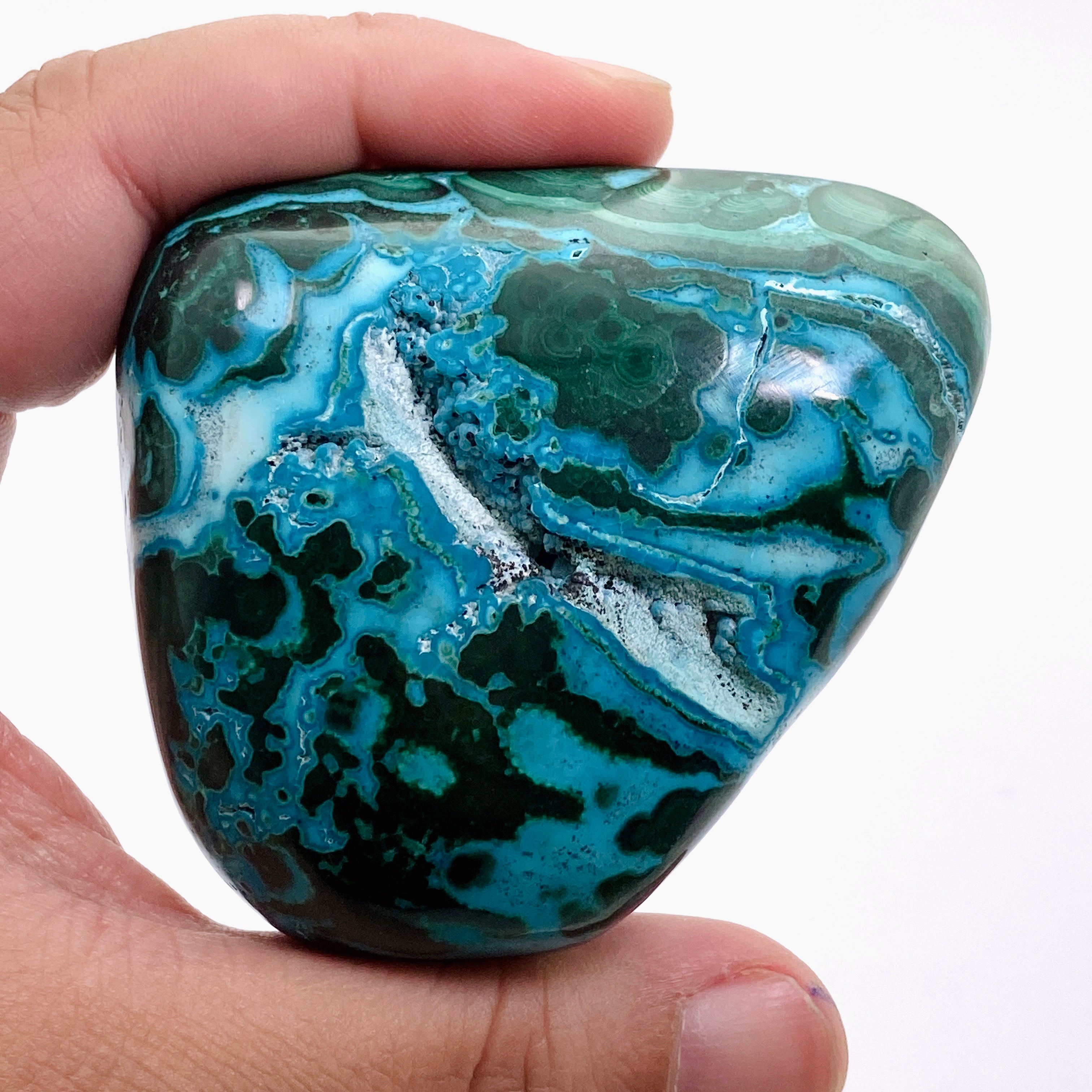 Natural Malachite and Chrysocolla Polished Freeform Stone - Congo CR3751 | Healing Crystal for Meditation, Jewelry Making & Home Decor