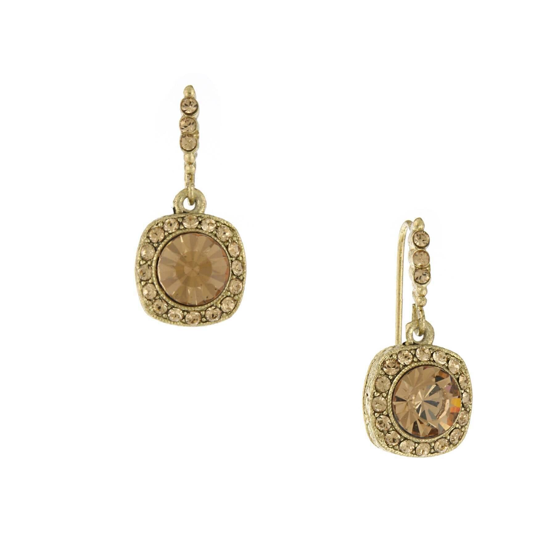 1928 Jewelry Light Topaz Stone & Crystal Drop Earrings for Women - Vintage Style Dangle Earrings for Party, Wedding & Evening Wear