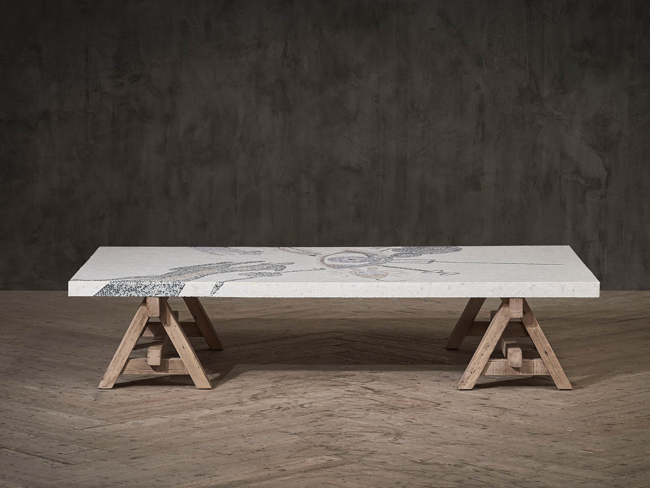 Modern A-Frame Mosaic Coffee Table - Stylish Living Room Furniture for Home & Office Decor - Perfect for Lounges, Apartments, and Workspaces