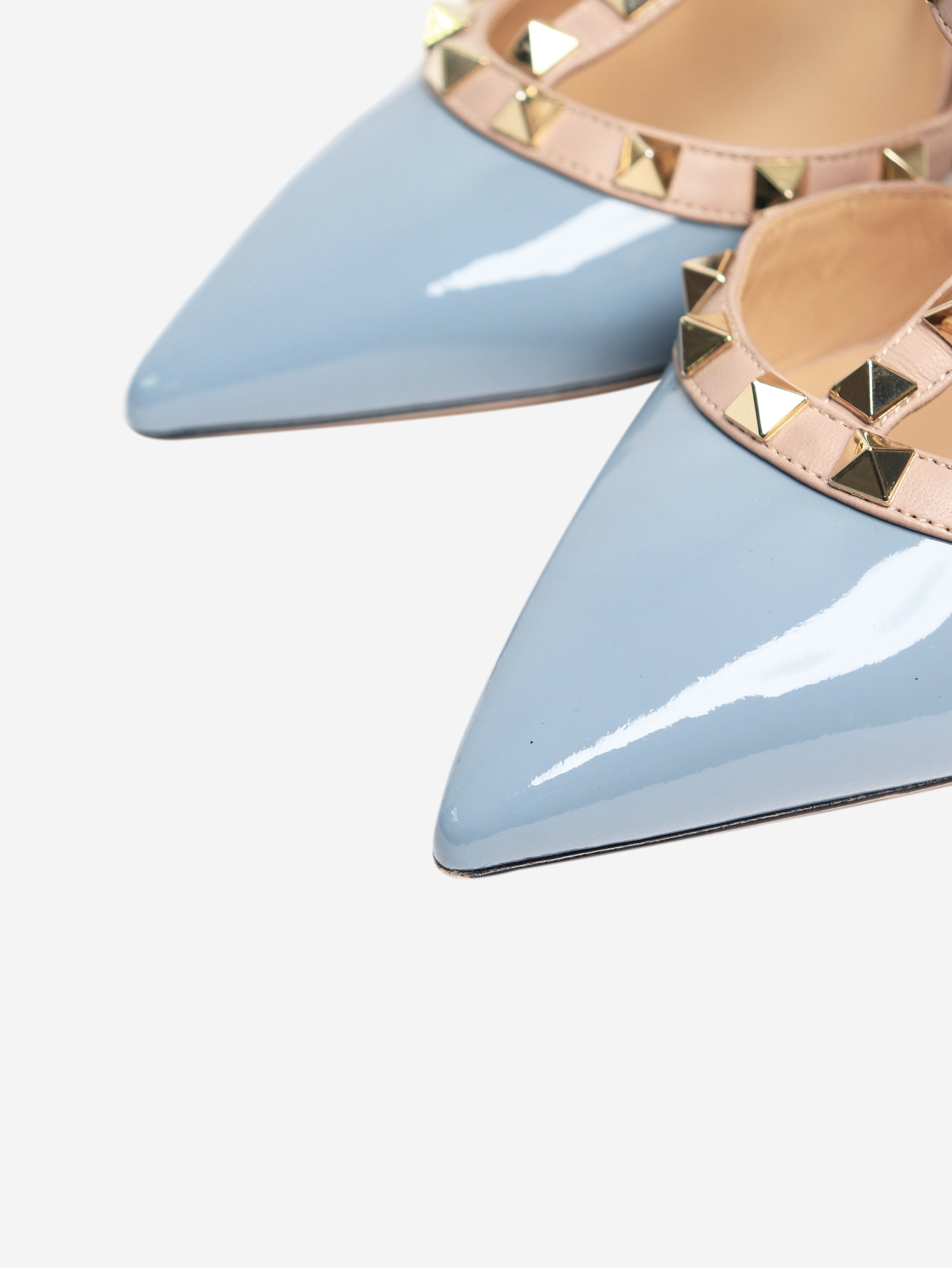 Blue and Lilac Patent Rockstud Pumps - Size EU 38.5 | Women's Luxury High Heels for Parties, Weddings & Evening Events