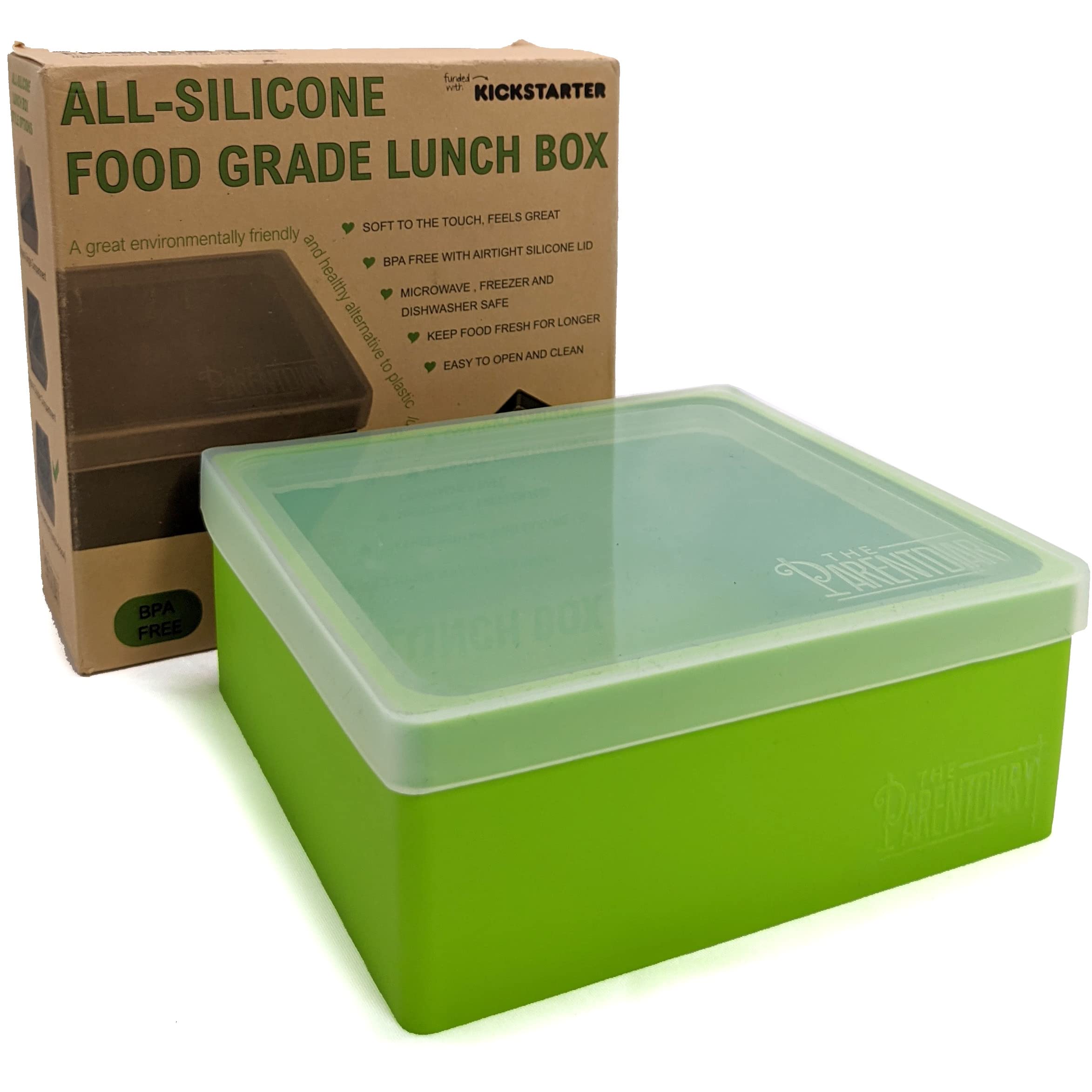 Eco-Friendly Silicone Lunch Box for Kids & Adults | BPA-Free Meal Prep Containers with Dividers | Microwave, Dishwasher & Freezer Safe Food Storage | Perfect for School, Office & Picnics (Green, Single Compartment)