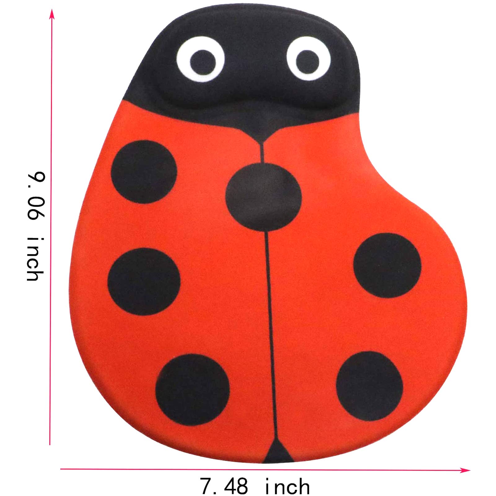 Ergonomic Ladybug Mouse Pad with Gel Wrist Support - Non-Slip PU Base Gaming Mouse Pad for Computer, Laptop, Office & Travel - Perfect for Home, Work and Gaming Comfort