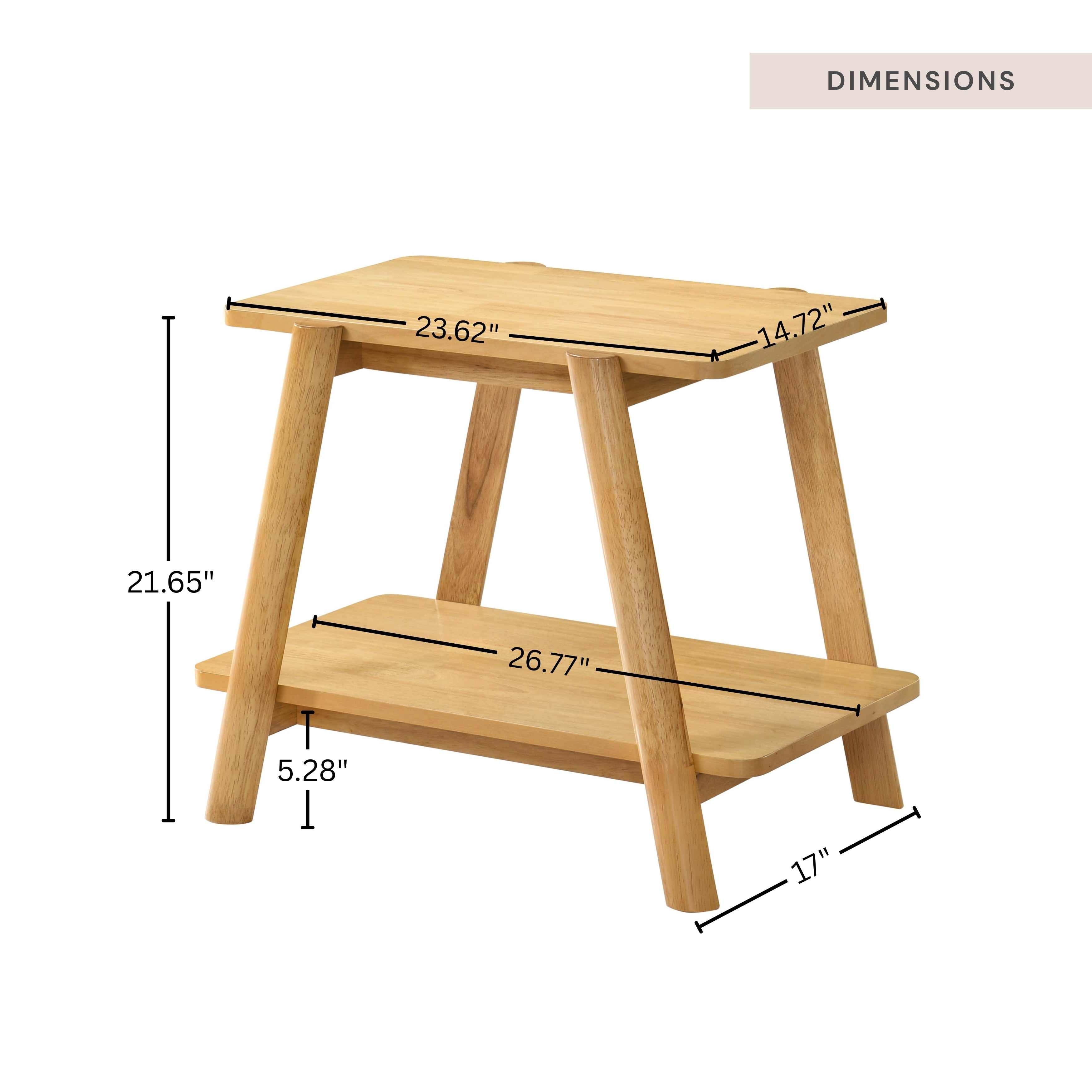Mid Century Modern Wood Shelf End Table by Roundhill Furniture - Stylish Side Table for Living Room, Bedroom & Office Decor
