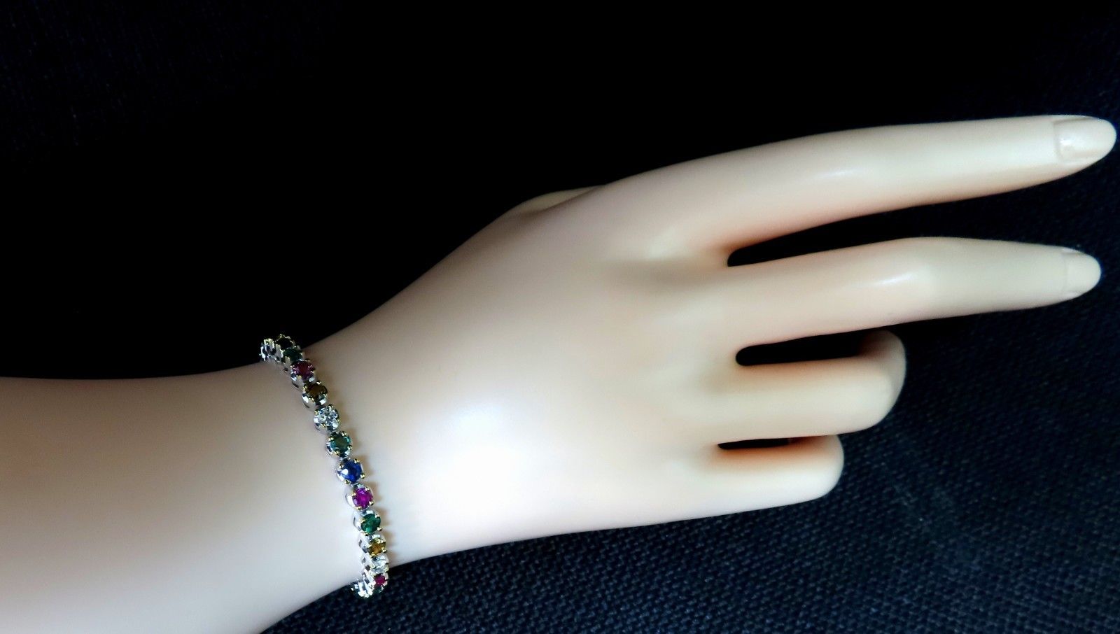 7.36ct Natural Ruby Emerald Sapphire Diamond Tennis Bracelet - 14K Gold Gemstone Line Bracelet for Women - Perfect for Weddings, Parties & Special Occasions