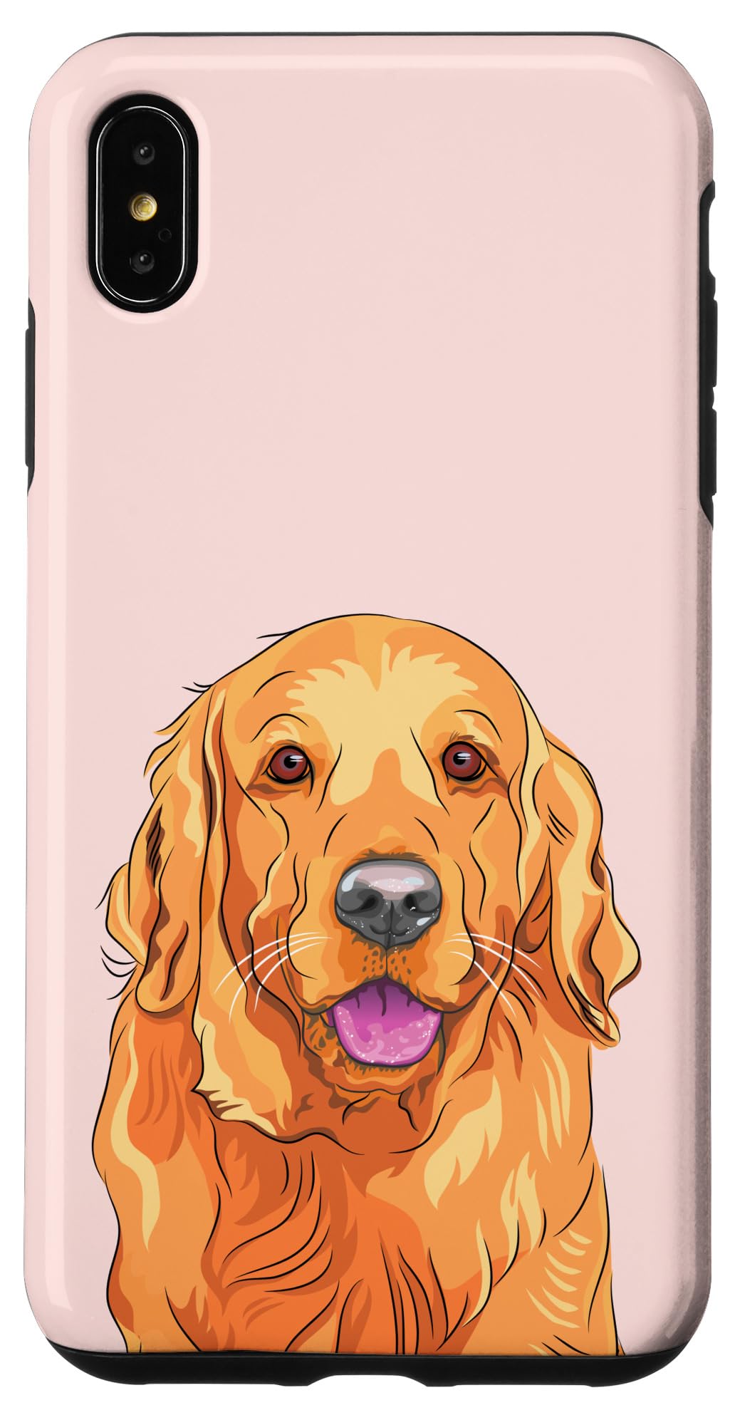 Premium iPhone XS Max Case - Golden Retriever Design in Misty Rose | Shockproof Protective Cover for Women & Girls | Perfect for Daily Use, Work, School & Travel