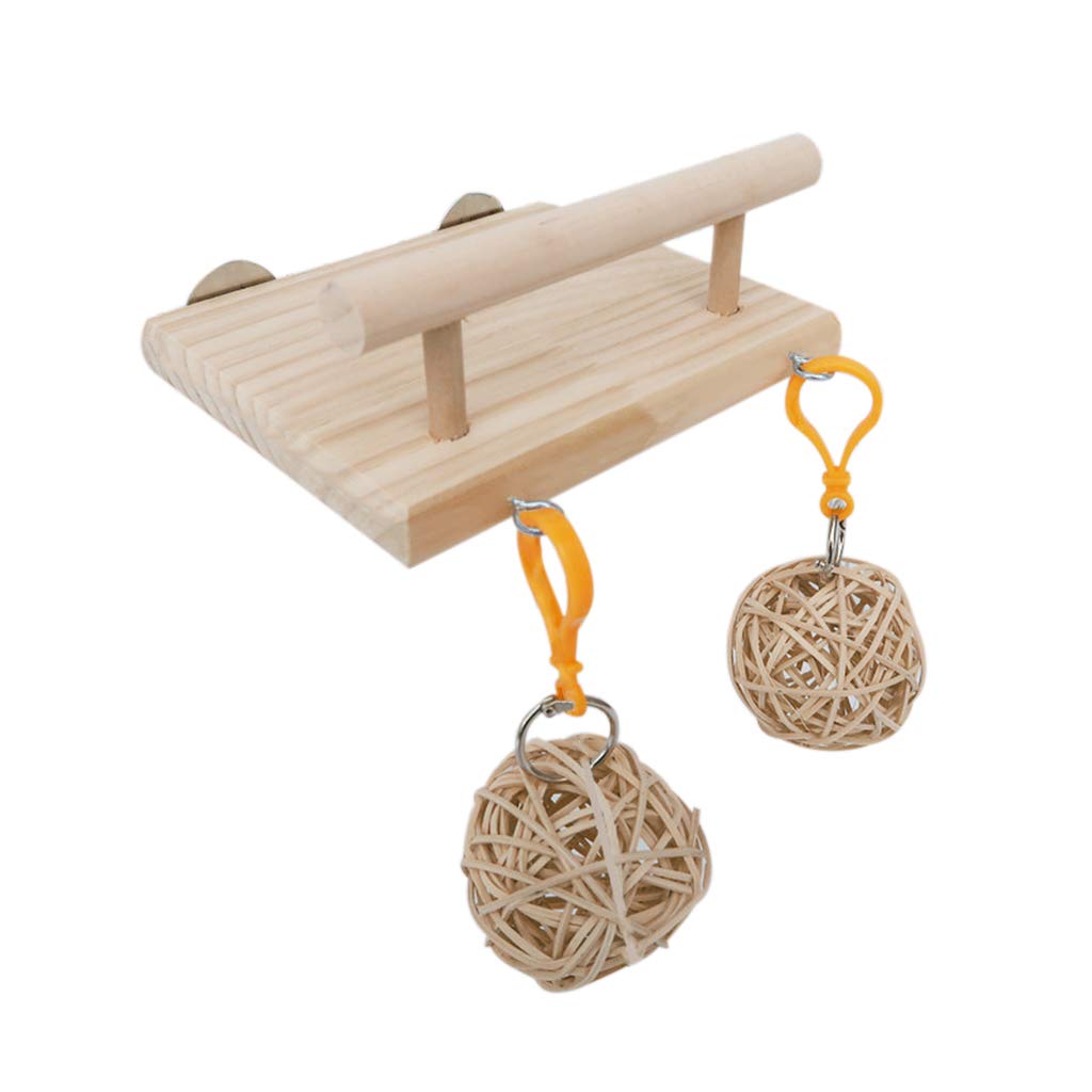 Natural Wooden Bird Perches & Chewing Toys for Parrots - Cage Swing, Rattan Ball & Play Gym Stand | Perfect for Small Birds, Hamsters & Pet Playtime