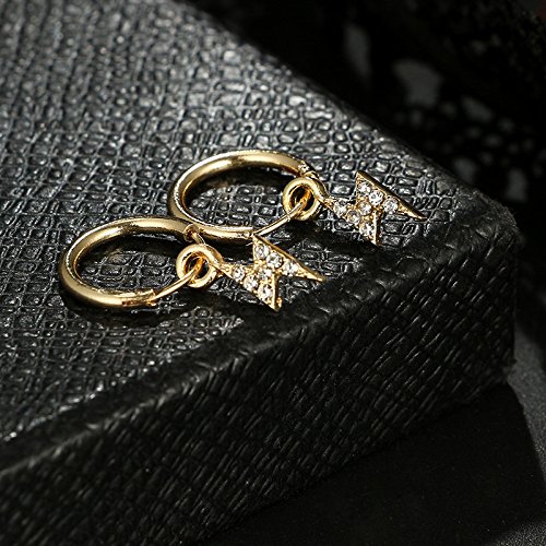 Trendy Small Gold Hoop Earrings with Crystal Lightning Bolt, Star, Cross, Spike & Butterfly Charms - Punk Jewelry for Women | Perfect Gift for Parties, Concerts & Everyday Wear