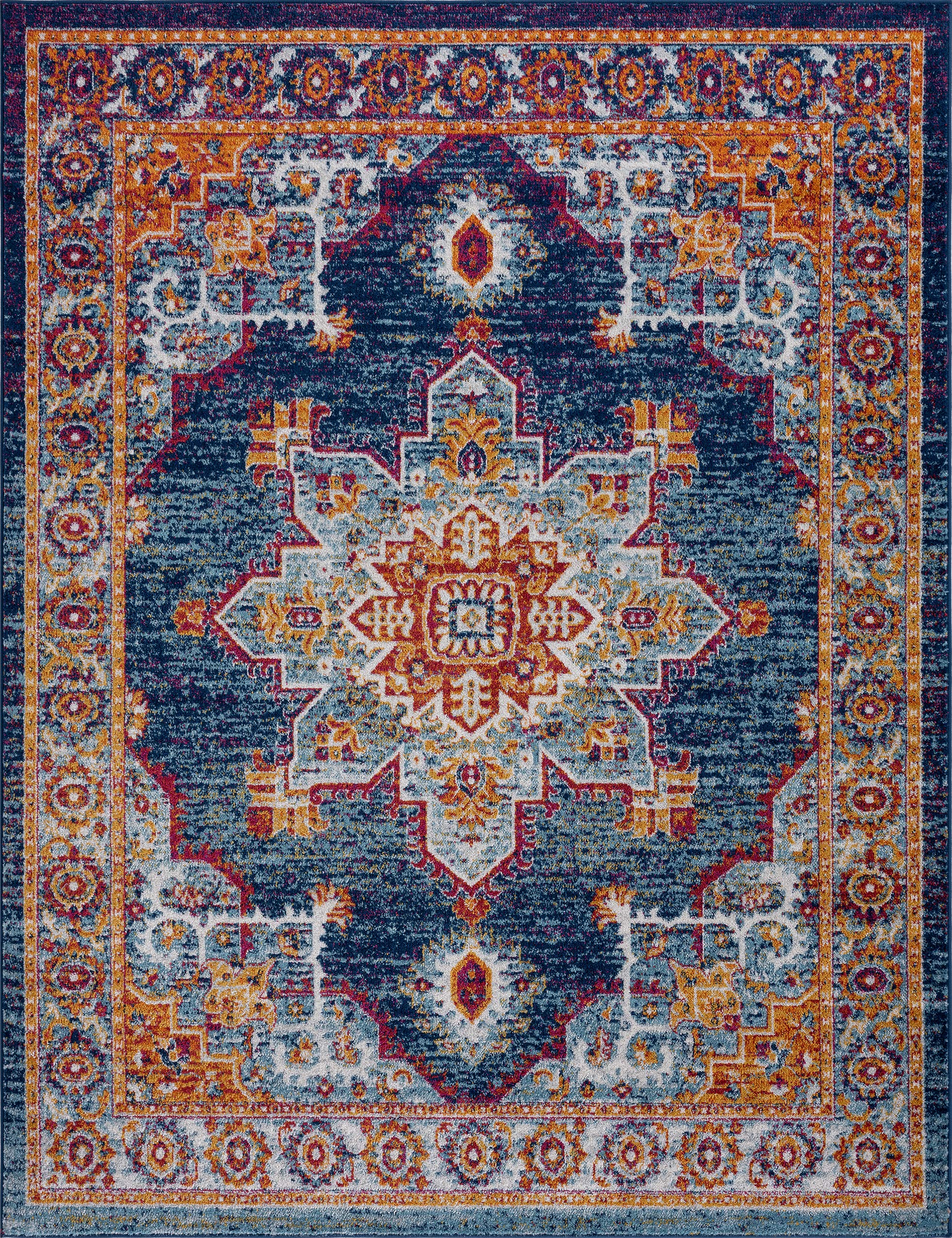 Premium Mila Blue 8x10 Area Rug - Soft Traditional Medallion Design for Living Room, Dining Room, Bedroom & Entryway - Large Indoor Carpet for Home Decor - Perfect for Cozy Spaces & High Traffic Areas