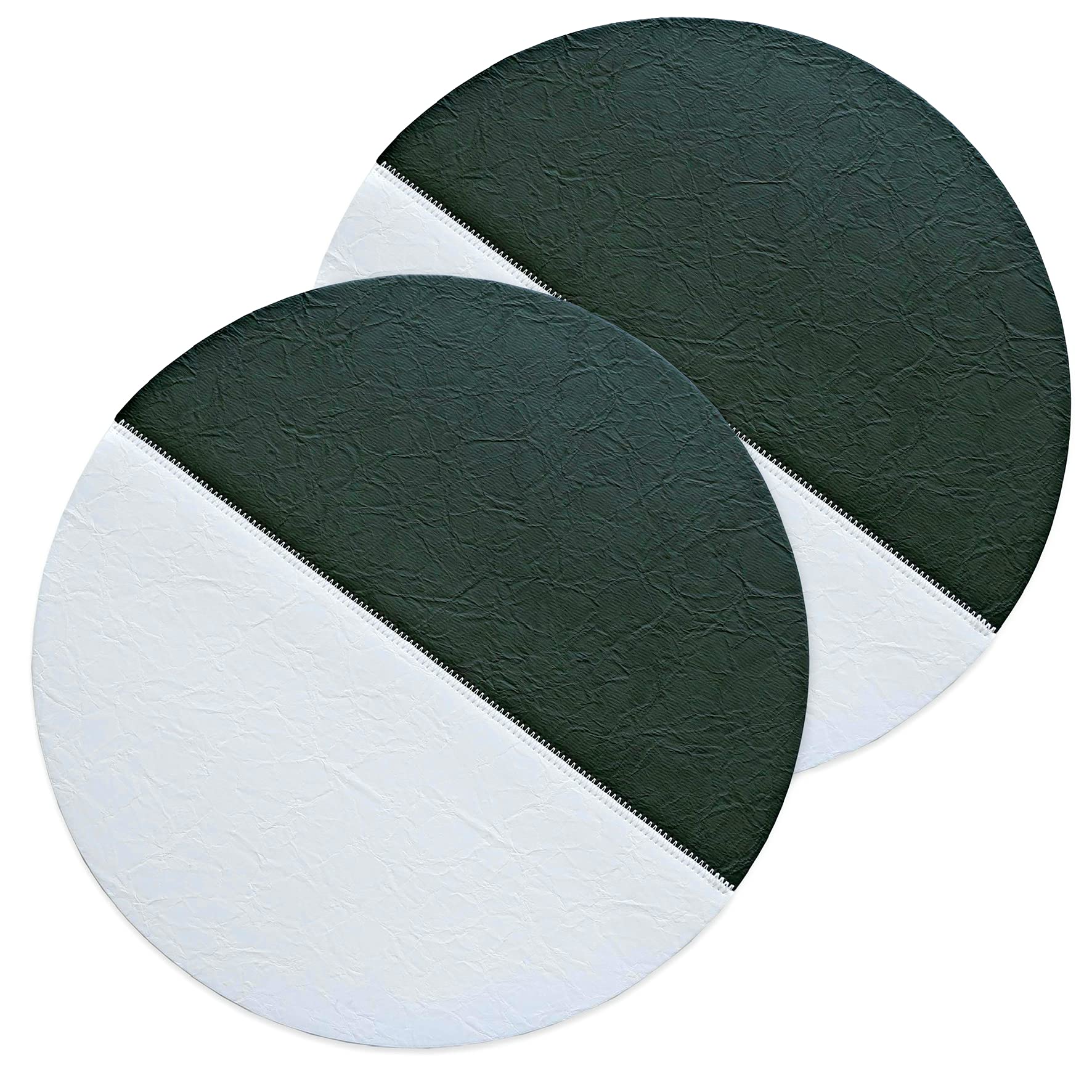 Elegant Black PU Leather Round Placemats Set of 4 - Waterproof Table Mats for Dining Room, Kitchen, and Outdoor Use - Fashionable Round Table Decor for Home and Parties