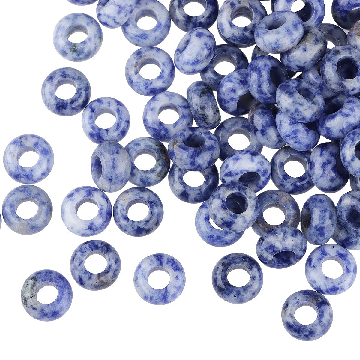 25 Pcs Sodalite Large Hole Beads - 8x14mm Rondelle Gemstone Loose Beads for Jewelry Making, DIY Bracelets, Macrame Projects & Crafts - Perfect for Necklaces, Earrings & Boho Home Decor