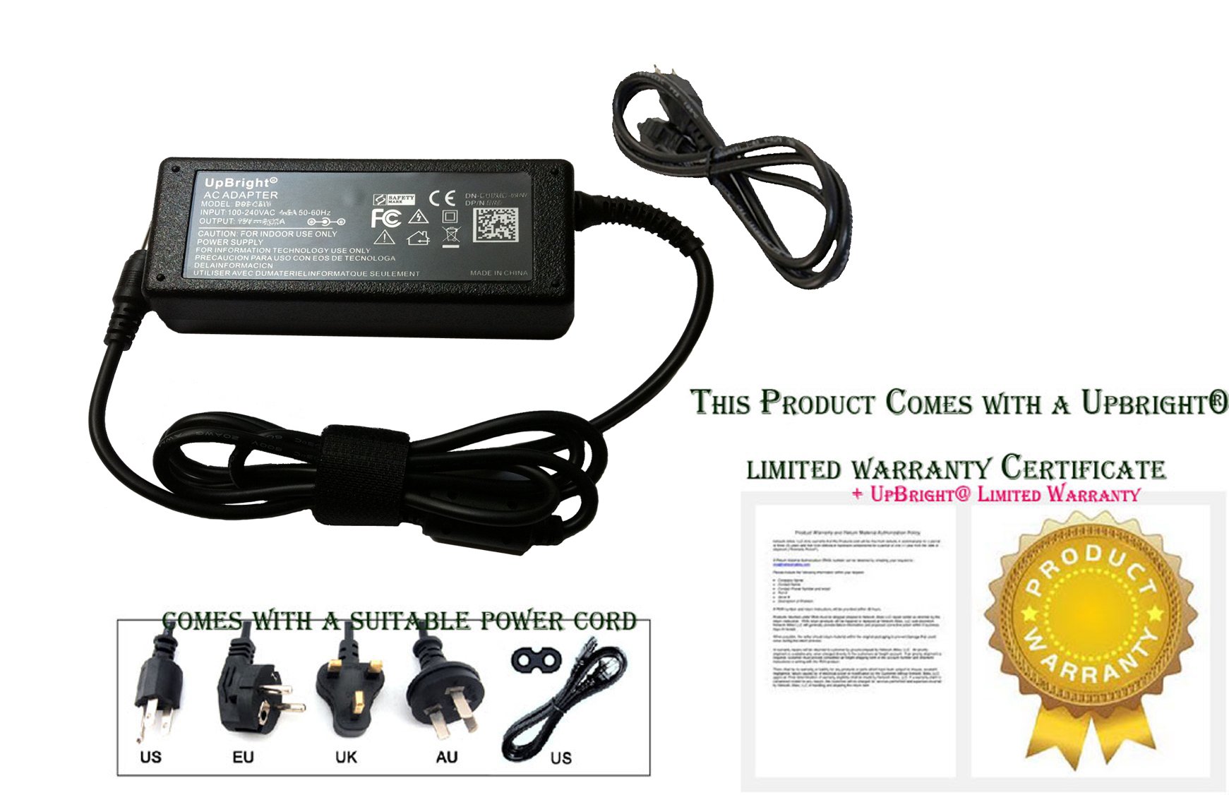 UpBright 4-Way 12V 5A DC Power Splitter Cable - 5.5mm x 2.1mm Connector for Samsung DVR (SDR-C75300 Series) | Multi-Device Power Supply | Home Security System & CCTV Camera Setup Accessory