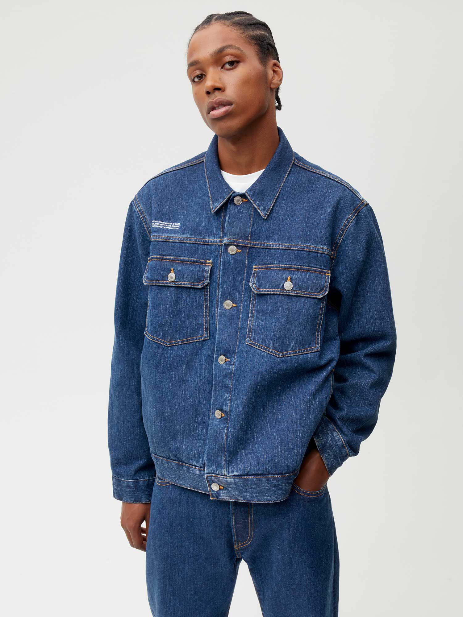 Men's Nettle Denim Jacket - Medium Wash Distressed Vintage Style for Casual Wear & Outdoor Activities