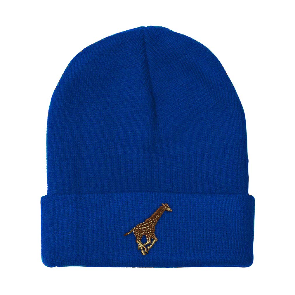Men's Giraffe Embroidered Beanie Hat - Winter Warm Acrylic Skull Cap for Women & Men - Animal Print Unisex Knit Hat (One Size Fits Most) - Perfect for Outdoor Activities, Skiing, Snowboarding & Casual Winter Fashion