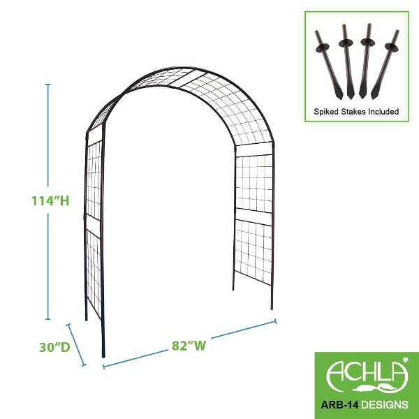 Achla Designs Monet II Arbor - 14 ft Garden Arch for Outdoor Weddings, Vine Support & Backyard Decor