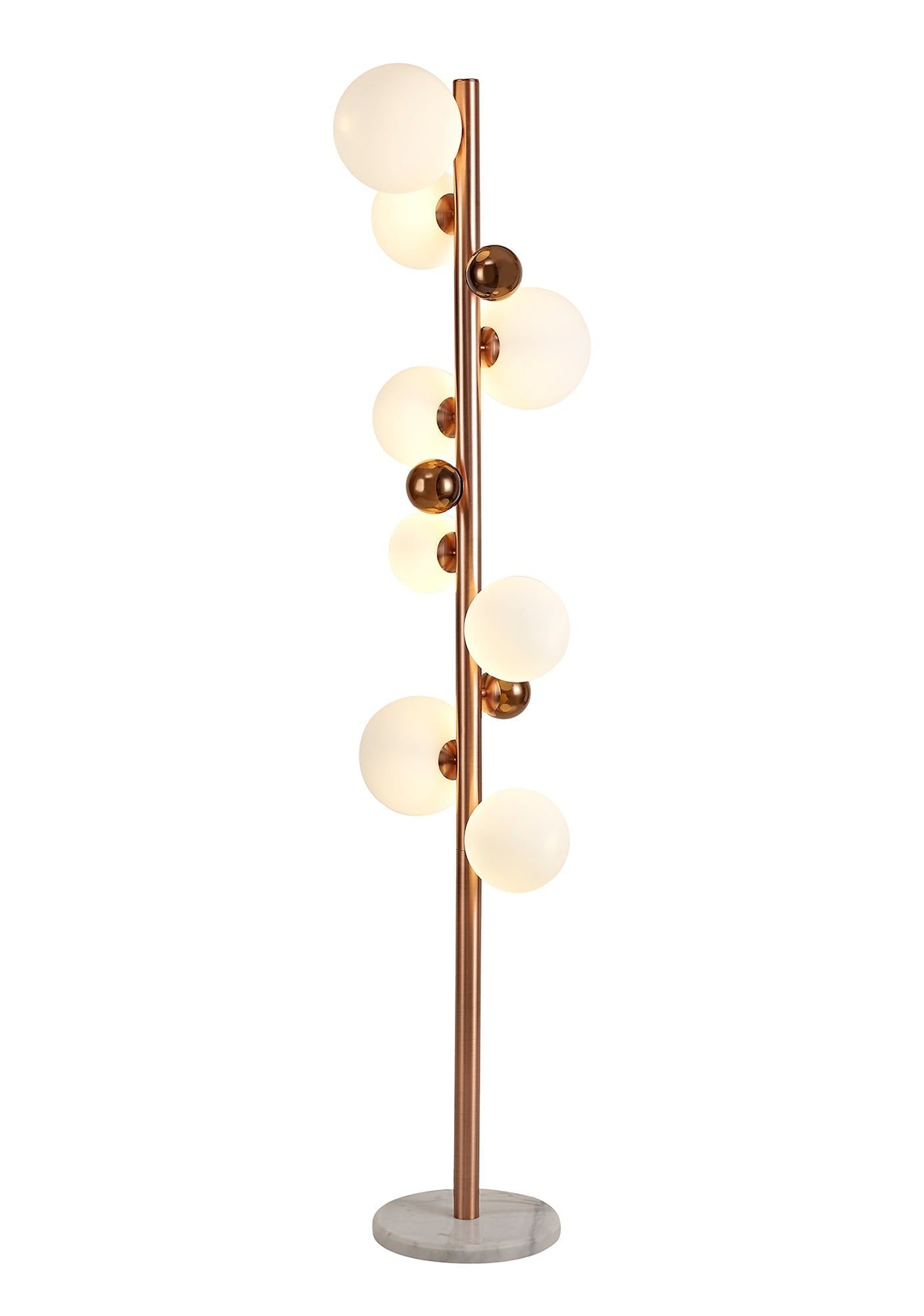 Modern Austin Floor Lamp - 8 Light G9 Base in Copper & Opal, Polished Chrome & Iridescent, or Polished Chrome & Black with Smoked Glass Shade - IP20 Rated for Living Room, Bedroom, or Office Lighting