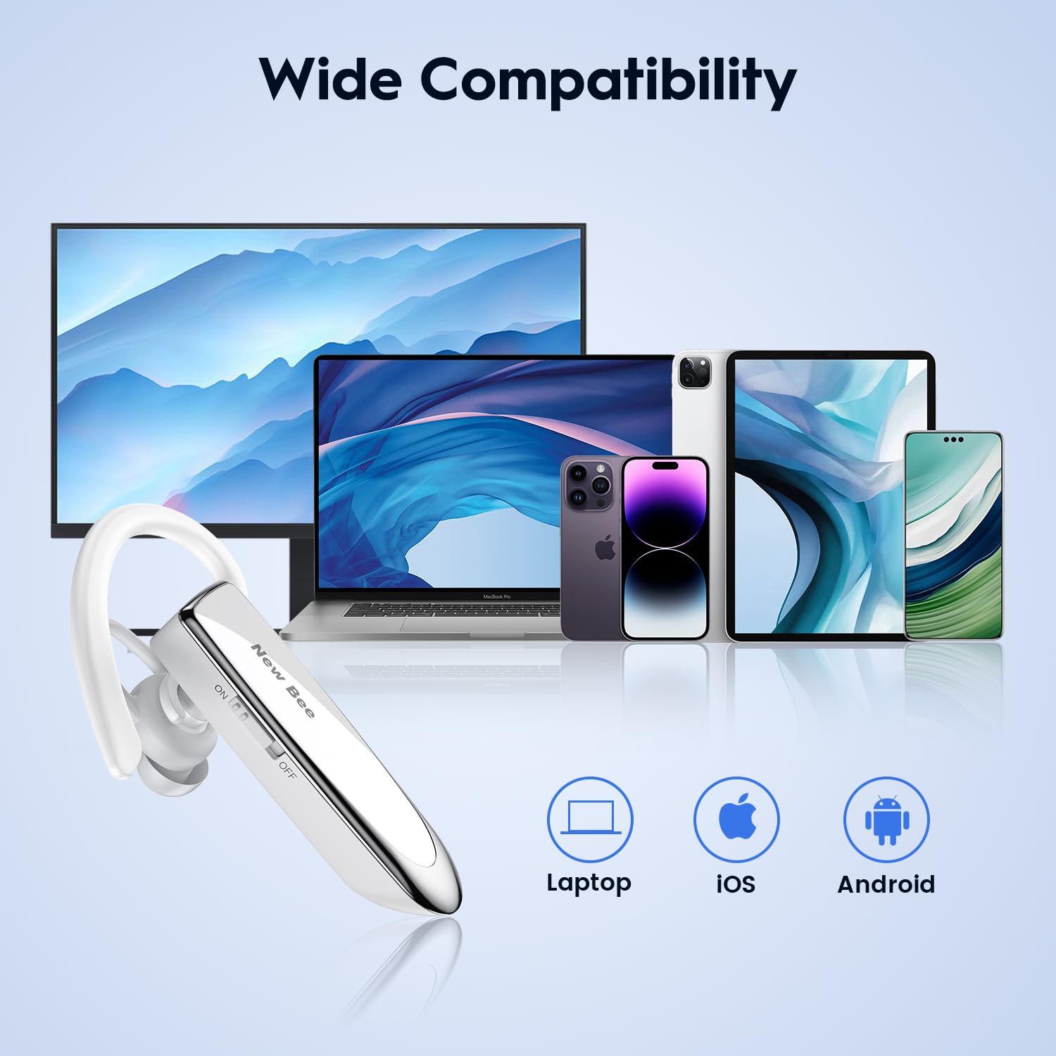 Wireless Bluetooth 5.0 Earpiece - Invisible Hands-Free Headset with Crystal Clear Voice for iPhone, Samsung, Huawei, Sony | Perfect for Driving, Office Calls & Online Meetings