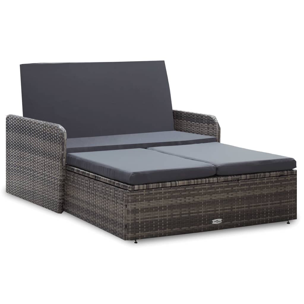 Yeacher 2-Piece Gray Poly Rattan Outdoor Patio Lounge Set with Weather-Resistant Cushions - Perfect for Backyard, Poolside & Garden Relaxation