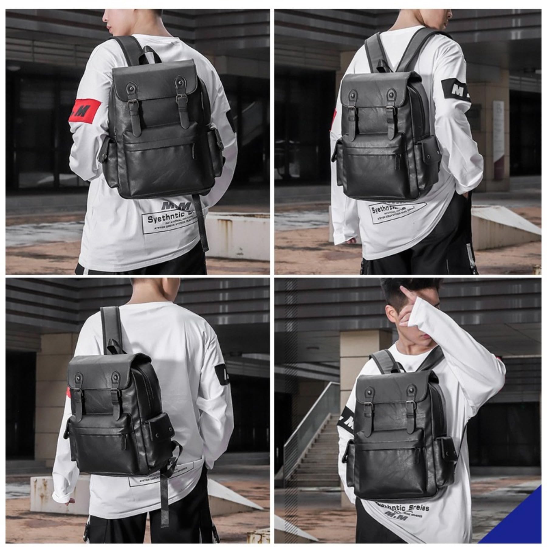 Premium Genuine Leather Backpack for Men & Women - 17 Inch Laptop Business Backpack with Large Capacity - Waterproof Travel Backpack for Work, College, Commuting & Outdoor Adventures (Black)