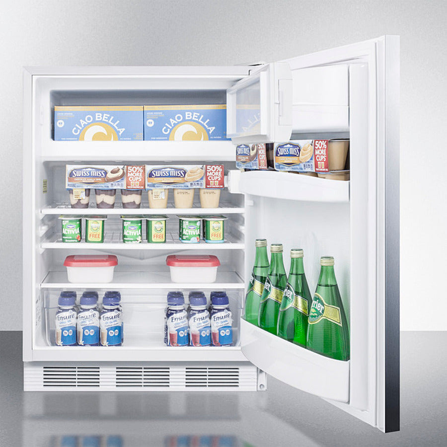 Accucold 24 Inch ADA Compliant Built-In Refrigerator Freezer with Glass Door - CT66LWBISSHHADA for Restaurants, Cafes, and Commercial Kitchens