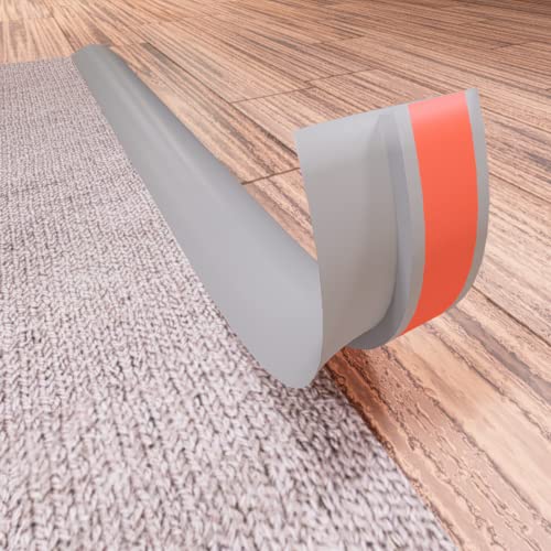COUKIU 3.28FT PVC Floor Transition Strip - Peel and Stick Threshold Molding for Carpet to Tile Transitions (Under 5mm/0.2in Height) - Gray Floor Edging Trim for Seamless Home & Office Flooring