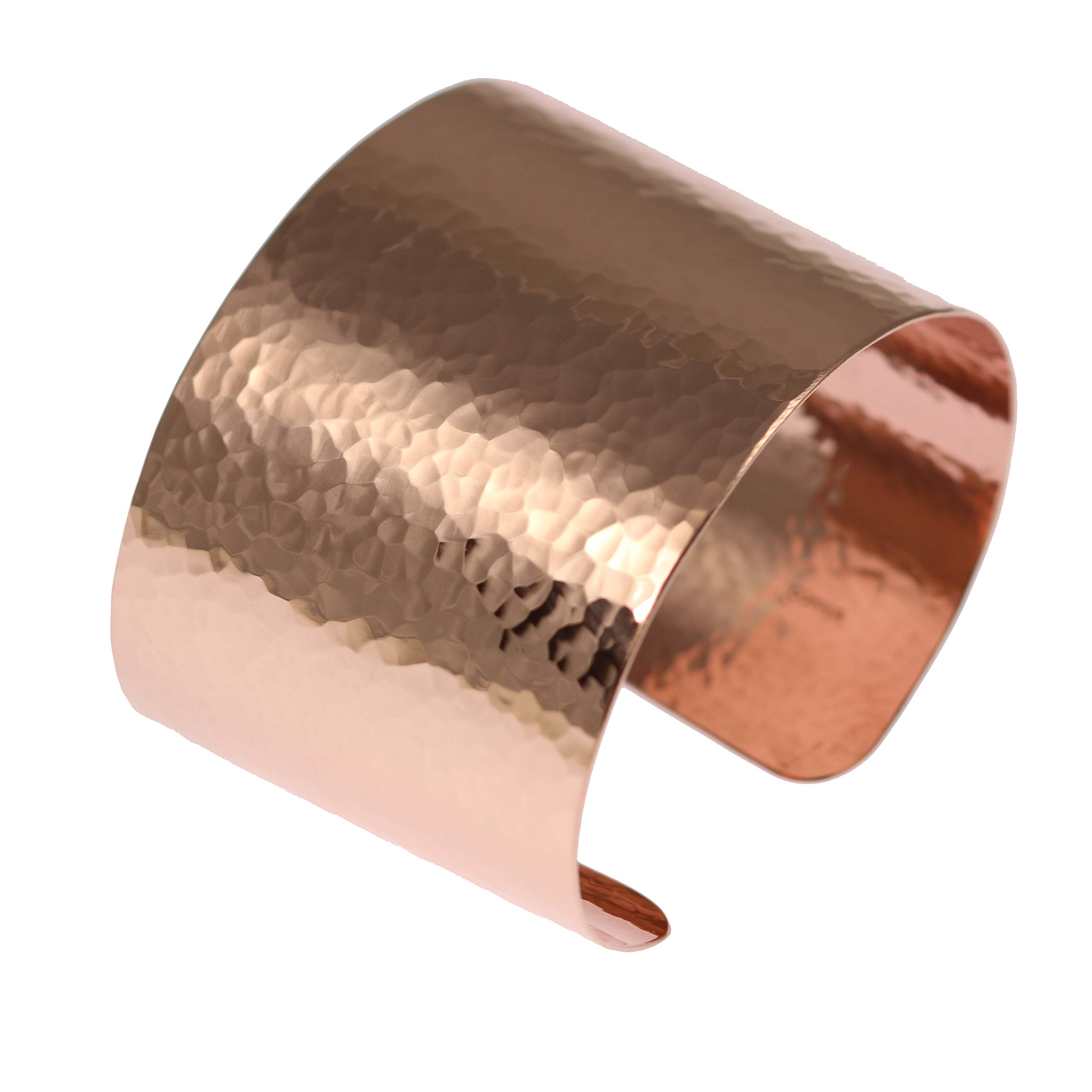 John S. Brana Handmade Wide Hammered Copper Cuff Bracelet - 100% Uncoated Solid Copper Bangle for Women - Boho Jewelry Gift for Birthday, Anniversary & Special Occasions