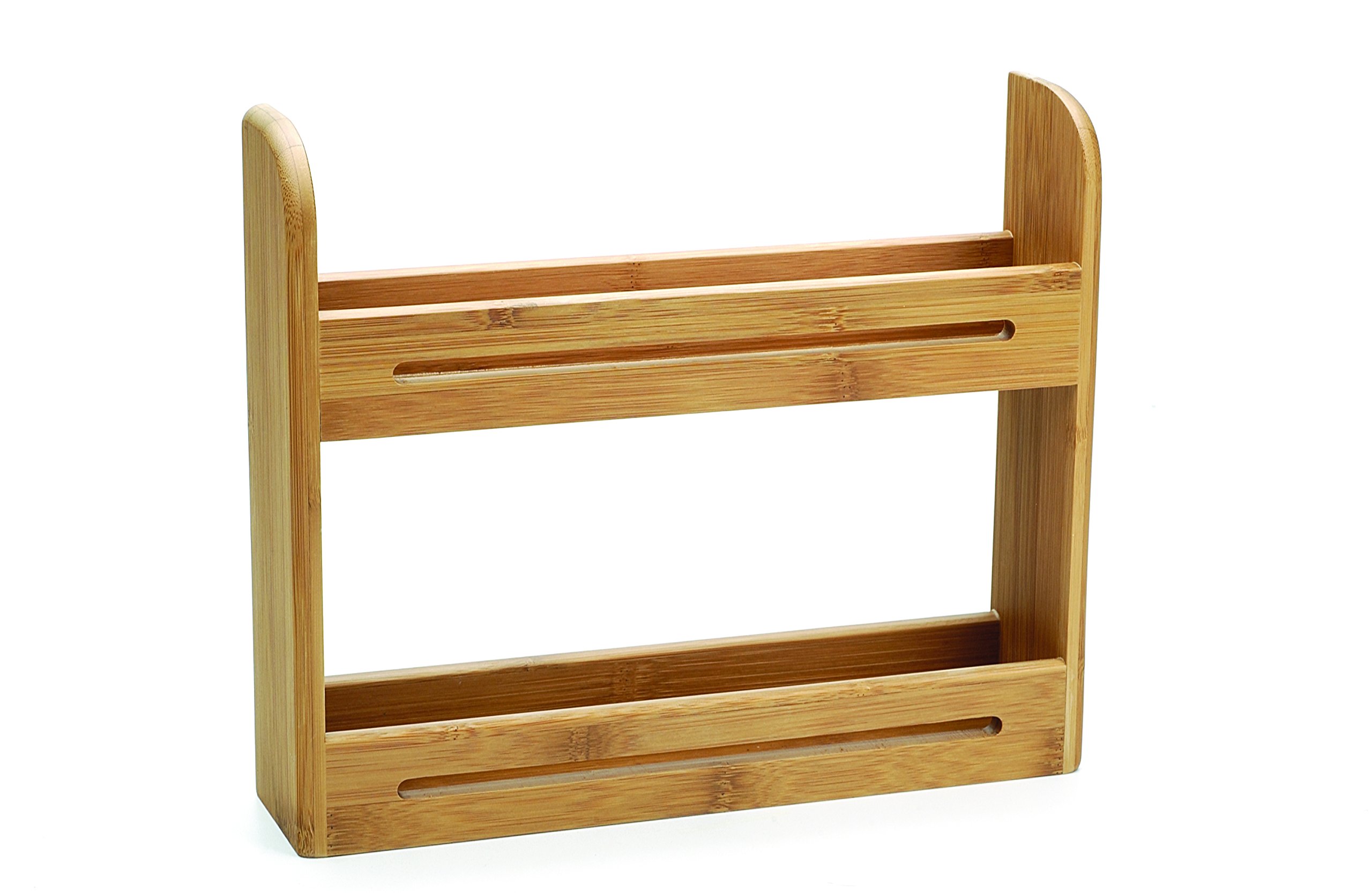 RSVP International Bamboo Spice Rack - 12x2.75x10.25 Inch Kitchen Countertop Organizer - Natural Wood Tabletop Décor for Spices, Jars & Cooking Essentials - Perfect for Pantry, Dining Room & Home Organization