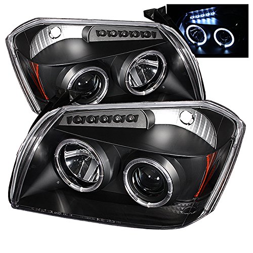 AKKON Black Bezel Dual Halo LED Projector Headlights for Dodge Magnum - Driver & Passenger Side Replacement - Enhances Night Visibility for Street & Highway Driving