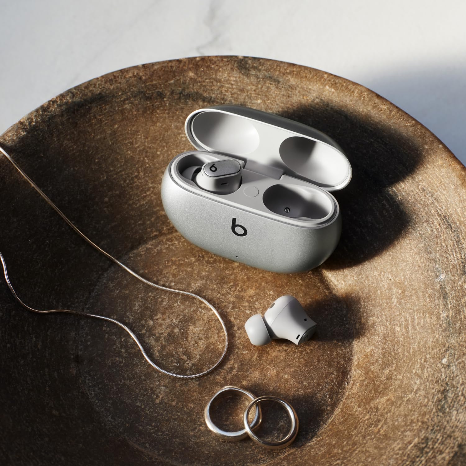 Beats Studio Buds+ (2023) - Premium Wireless Noise Cancelling Earbuds with Spatial Audio | Enhanced Apple & Android Compatibility | Built-in Mic & Sweat-Resistant Design | Cosmic Silver | Perfect for Workouts, Commuting & Travel