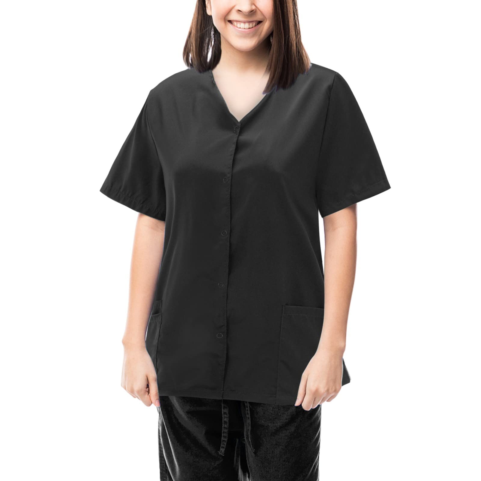 Women's Short Sleeve V-Neck Pocket T-Shirt - Comfortable Workwear for Caregivers & Healthcare Professionals | Perfect for Nursing, Hospital Shifts & Casual Wear
