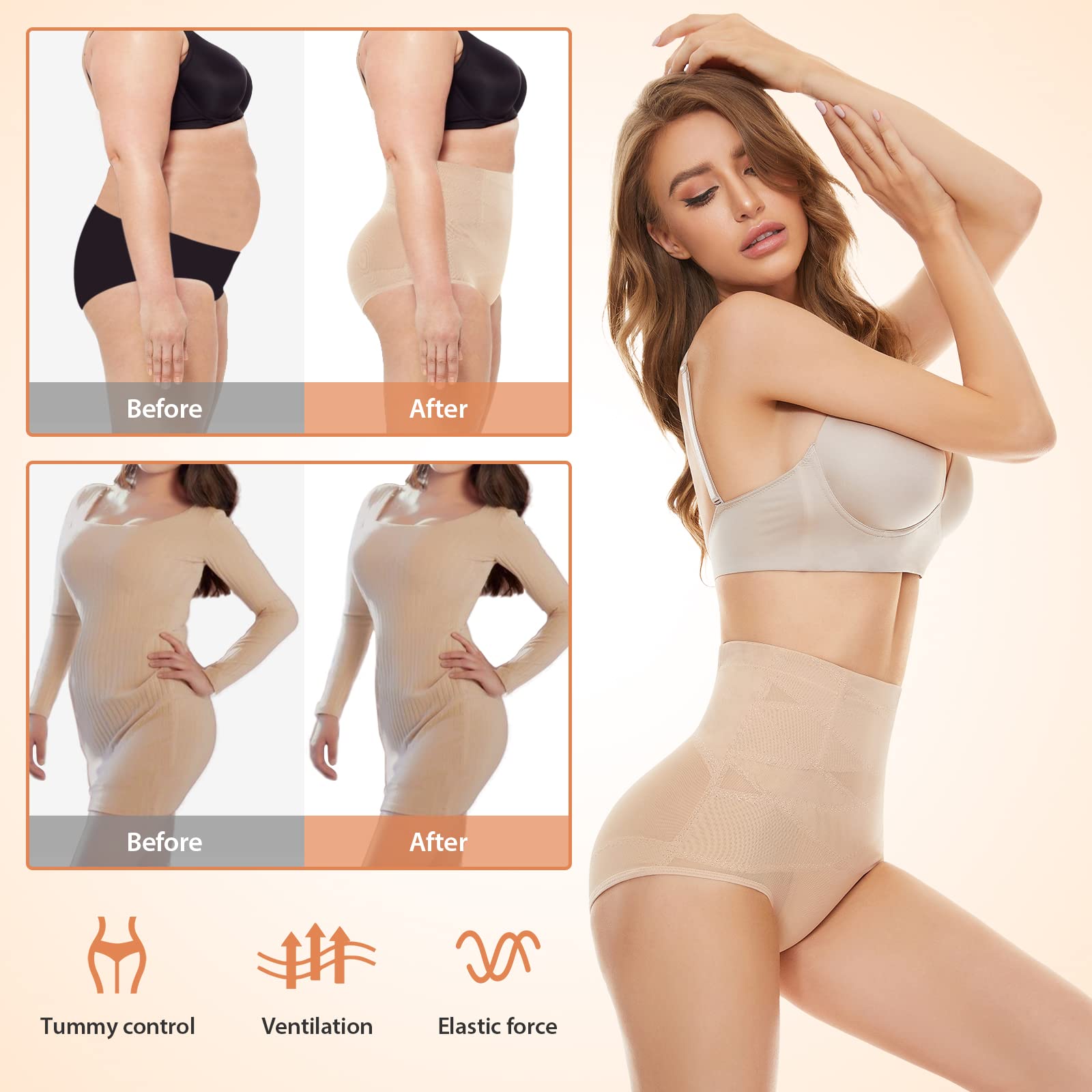 SIMIYA High Waisted Tummy Control Shapewear for Women - Firm Control Body Shaper Panties, Soft & Comfortable Postpartum Girdle - Perfect for Daily Wear, Workout & Special Occasions