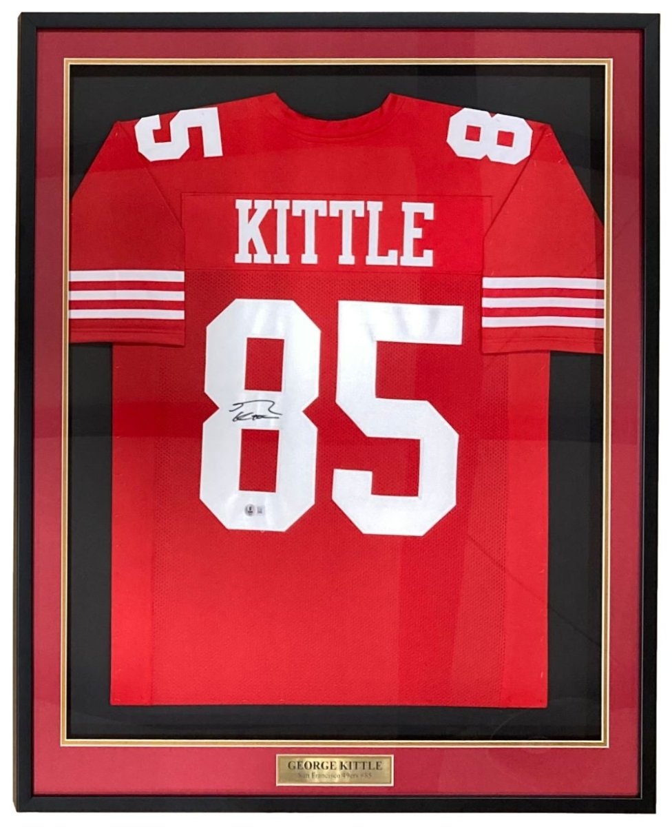 Authentic George Kittle Signed San Francisco 49ers Red Football Jersey - Framed Memorabilia for NFL Fans, Collectors & Man Cave Decor | Perfect for Sports Memorabilia Collections, Game Room Displays & Football Gifts