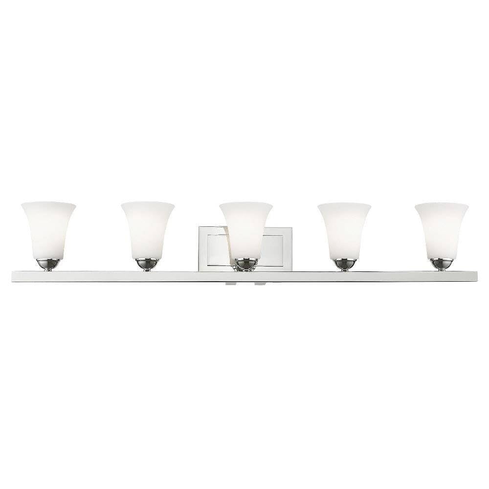 Livex Lighting 6485-05 Transitional 5-Light Bathroom Vanity Light - Polished Chrome Finish, Ridgedale Collection | Perfect for Modern Bathrooms, Powder Rooms & Spa-Like Retreats