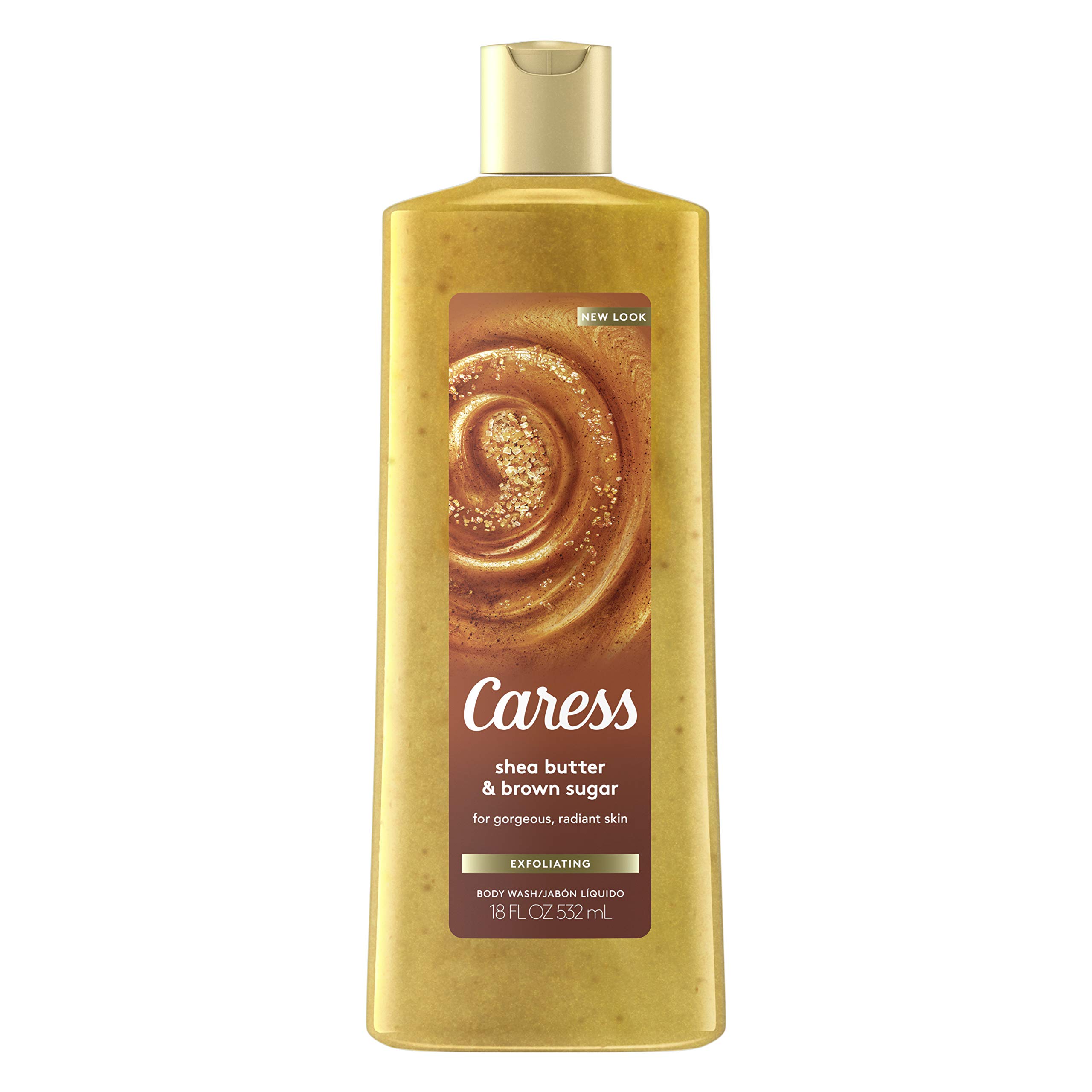 Caress Shea Butter & Brown Sugar Exfoliating Body Wash - Moisturizing & Gentle Skin Care (18 oz, Pack of 3) | Daily Shower, Dry Skin Relief & Spa-Like Experience at Home