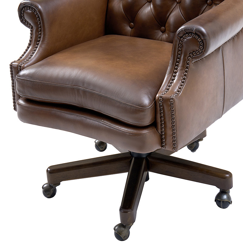 Premium Ashtin Genuine Leather Office Chair - Ergonomic Executive Desk Chair with Adjustable Height & Lumbar Support - Perfect for Home Office, Conference Rooms & Workspaces