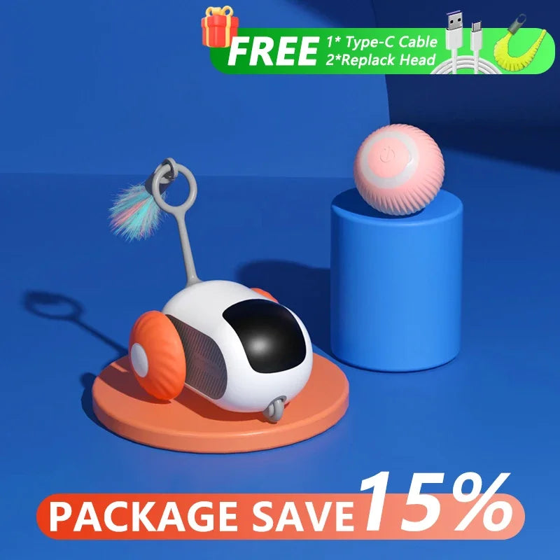 Automatic Rolling Smart Cat Toy Car with Remote Control - Interactive Pet Toy for Indoor Play, Exercise & Entertainment - Perfect for Kittens & Adult Cats