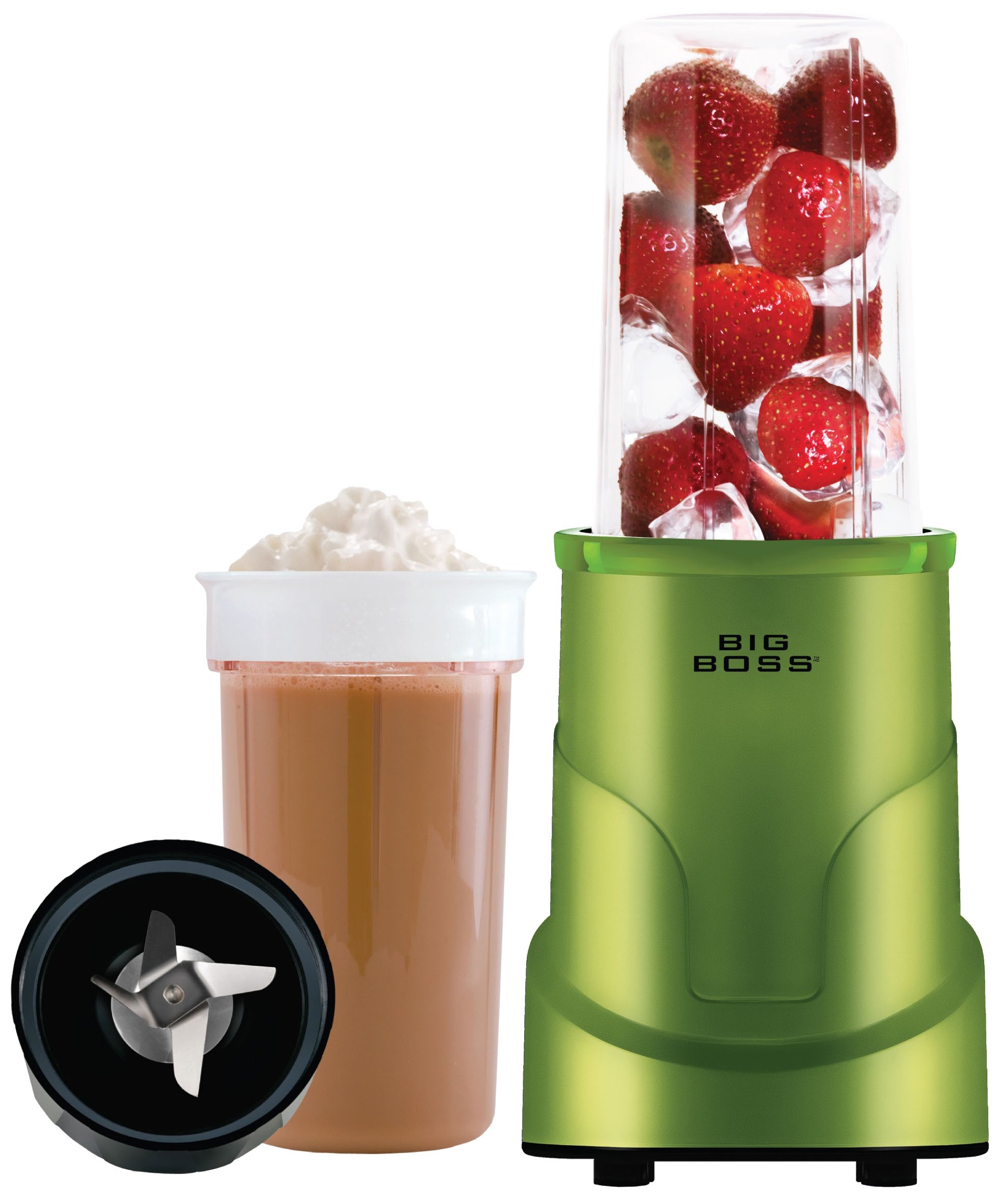 8993 4-Piece Personal Countertop Blender Mixing System - 300-Watt High-Speed Green Blender for Smoothies, Shakes & Meal Prep - Perfect for Kitchen, Office & Small Spaces