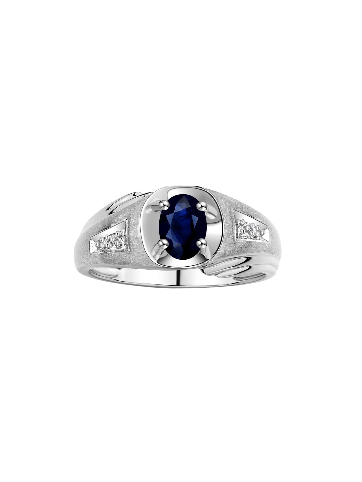 Rylos Sterling Silver Men's Rings - 8X6MM Oval Gemstone & Genuine Diamond Birthstone Rings for Men (Size 8-13) | Classic Designer Style Wedding Band, Anniversary Gift & Everyday Jewelry