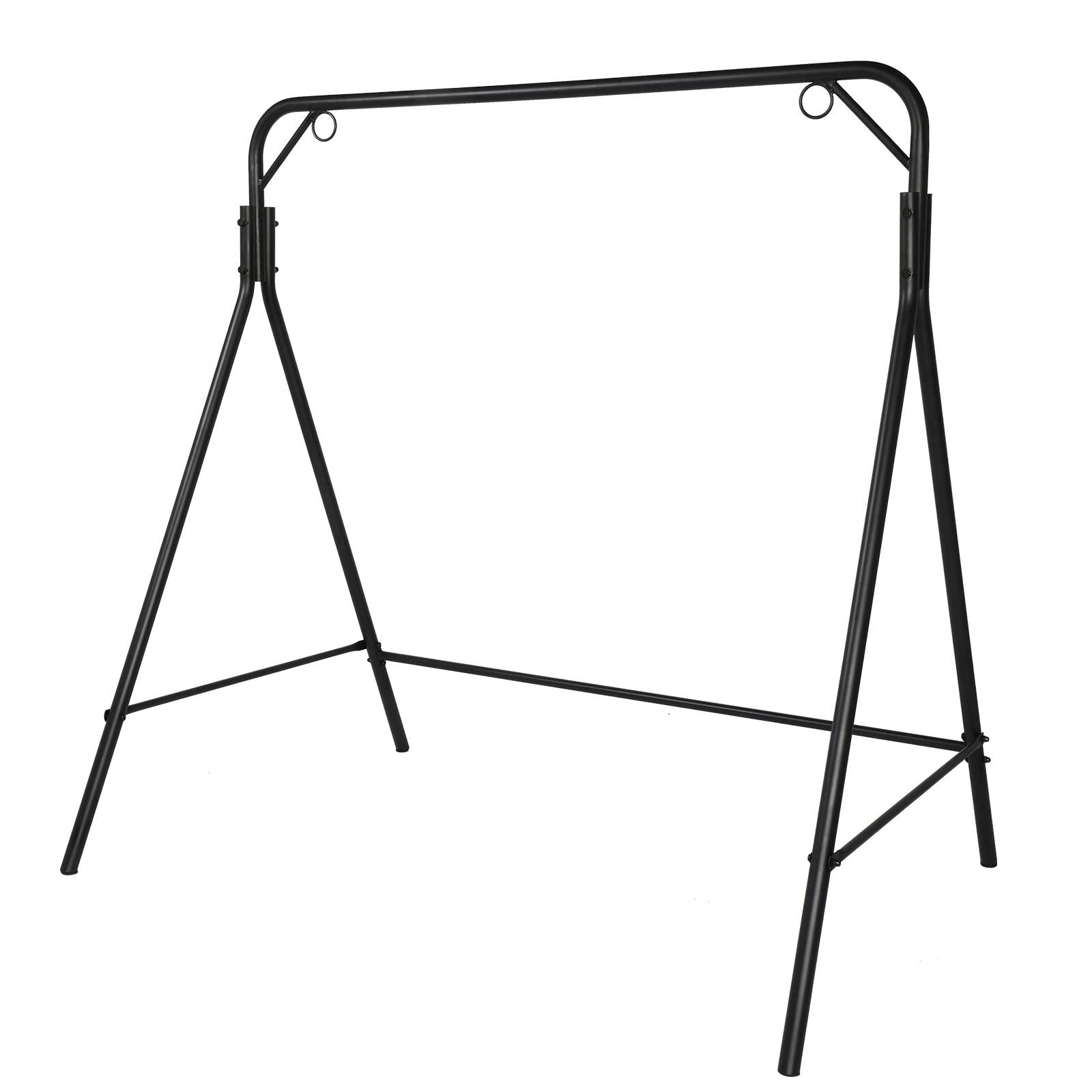 Outdoor Metal Patio Swing Bench with A-Frame Stand - Heavy Duty 550LB Capacity Powder Coated Steel Swing Seat & Frame - Perfect for Backyard, Garden, Porch or Deck Relaxation (Matte Black)