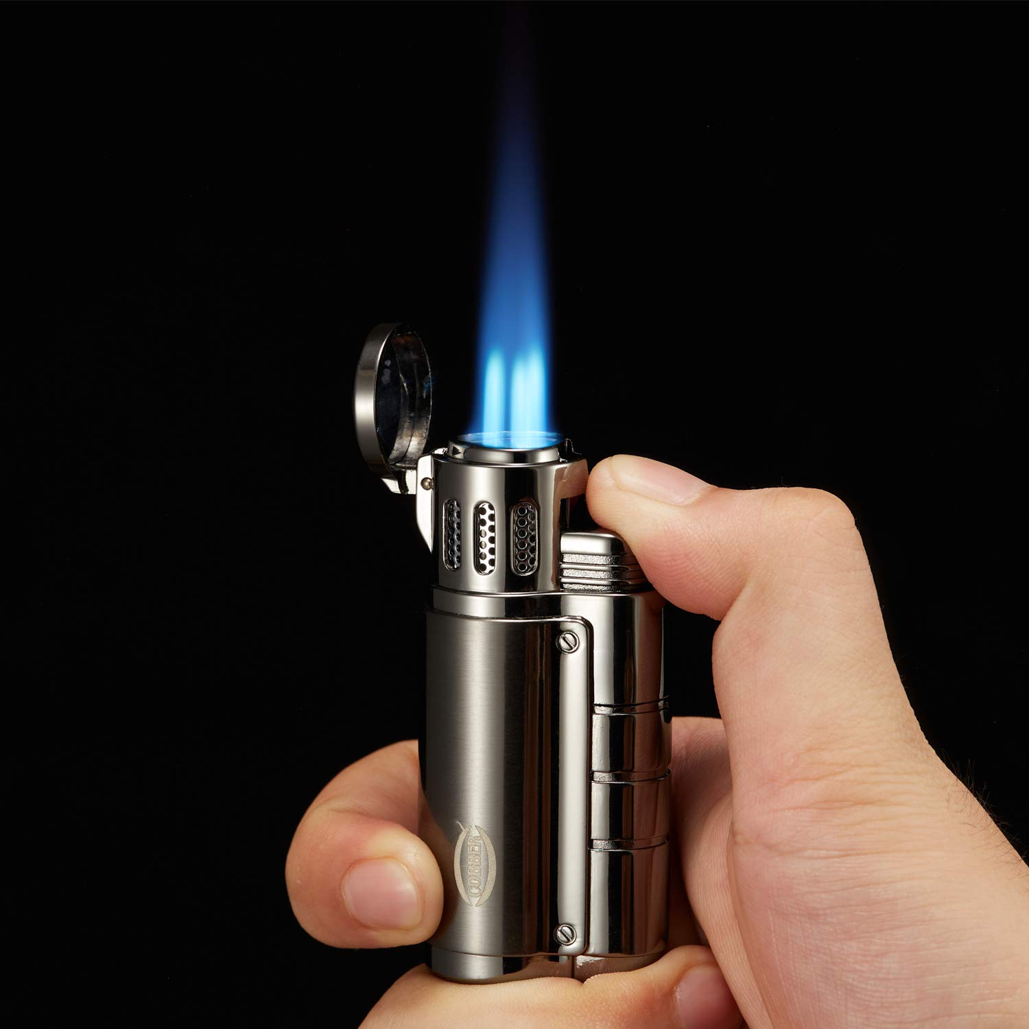 Windproof Triple Jet Flame Cigar Lighter with Punch - for Smoking & Outdoor Use