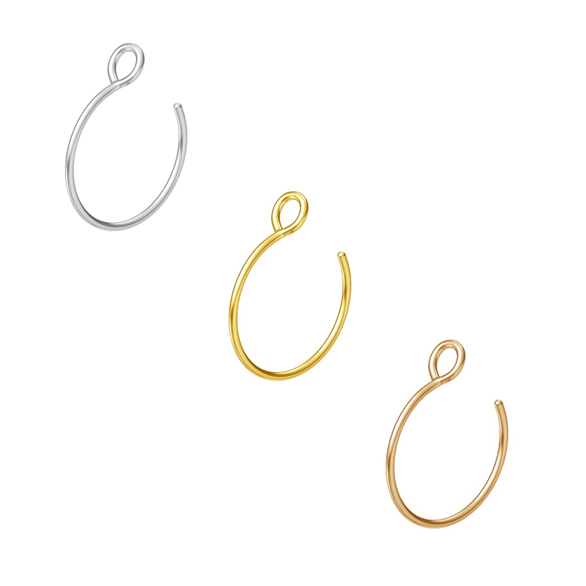 Fake Nose Ring Hoop Set - Stainless Steel Nose Piercing Jewelry for Women & Men - Trendy Lip & Septum Rings for Everyday Wear or Special Occasions