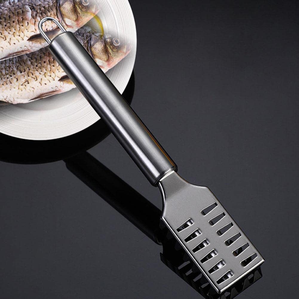 Stainless Steel Fish Scaler Brush with Ergonomic Handle - Efficient Fish Scale Remover Tool for Kitchen, Seafood Cleaning & Cooking - Perfect for Home Chefs, Fishermen & Seafood Lovers
