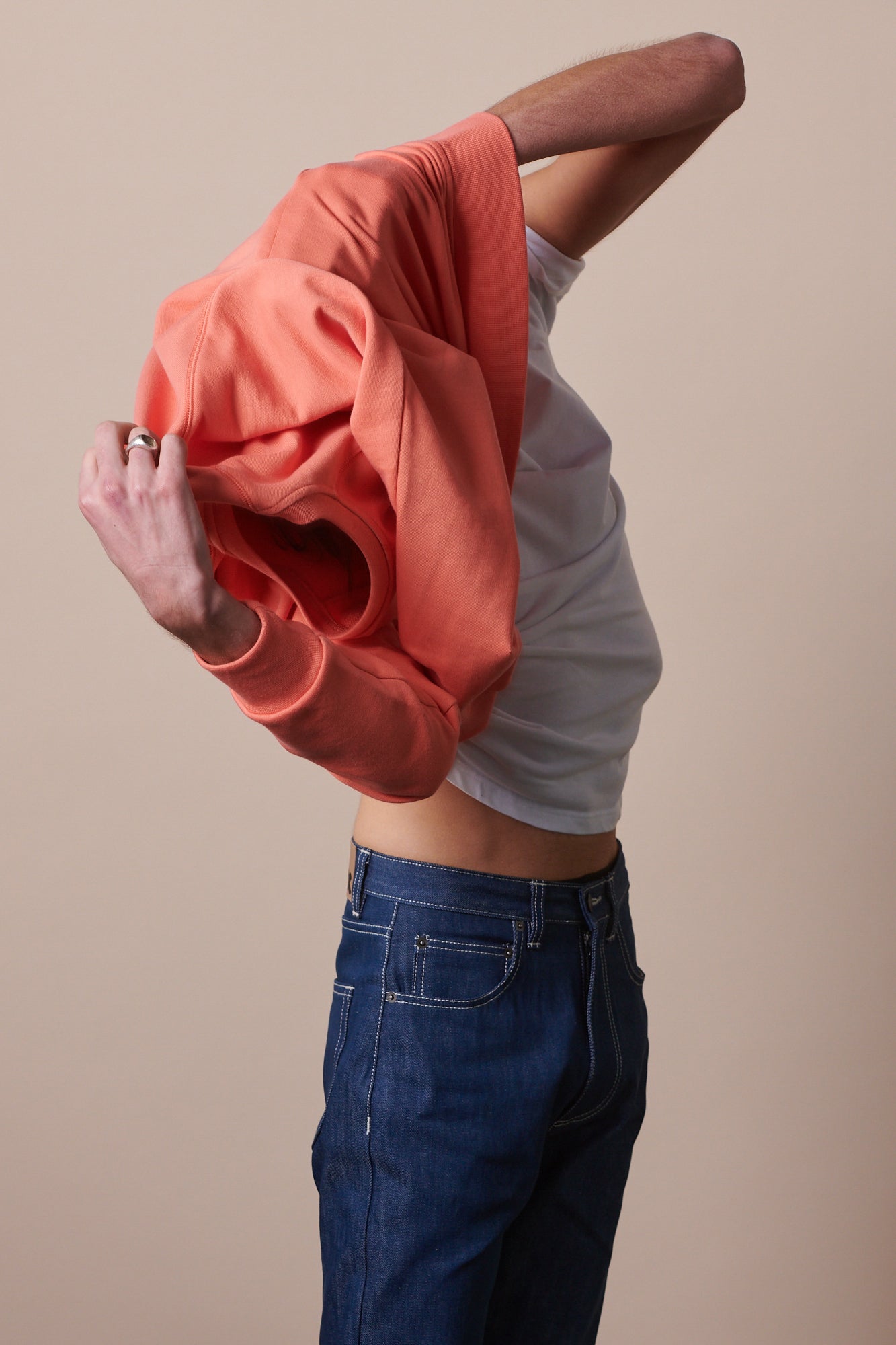Men's Comfortable Raglan Sweatshirt - Soft Peach Color Pullover Hoodie for Casual Wear, Gym & Outdoor Activities